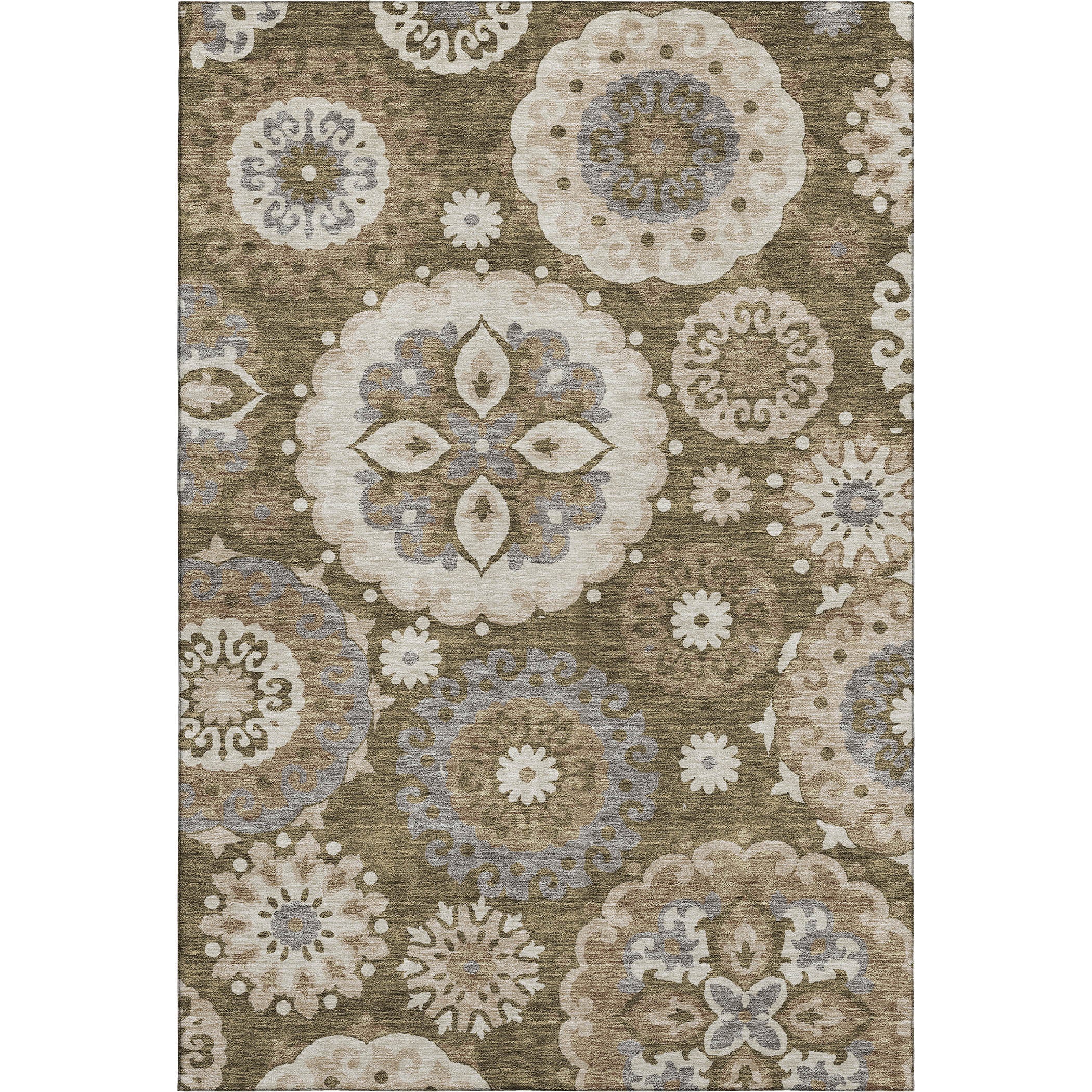 Mdina Machine Washable Transitional Brown Rug 2'6" x 3'10" #shape_Rectangle