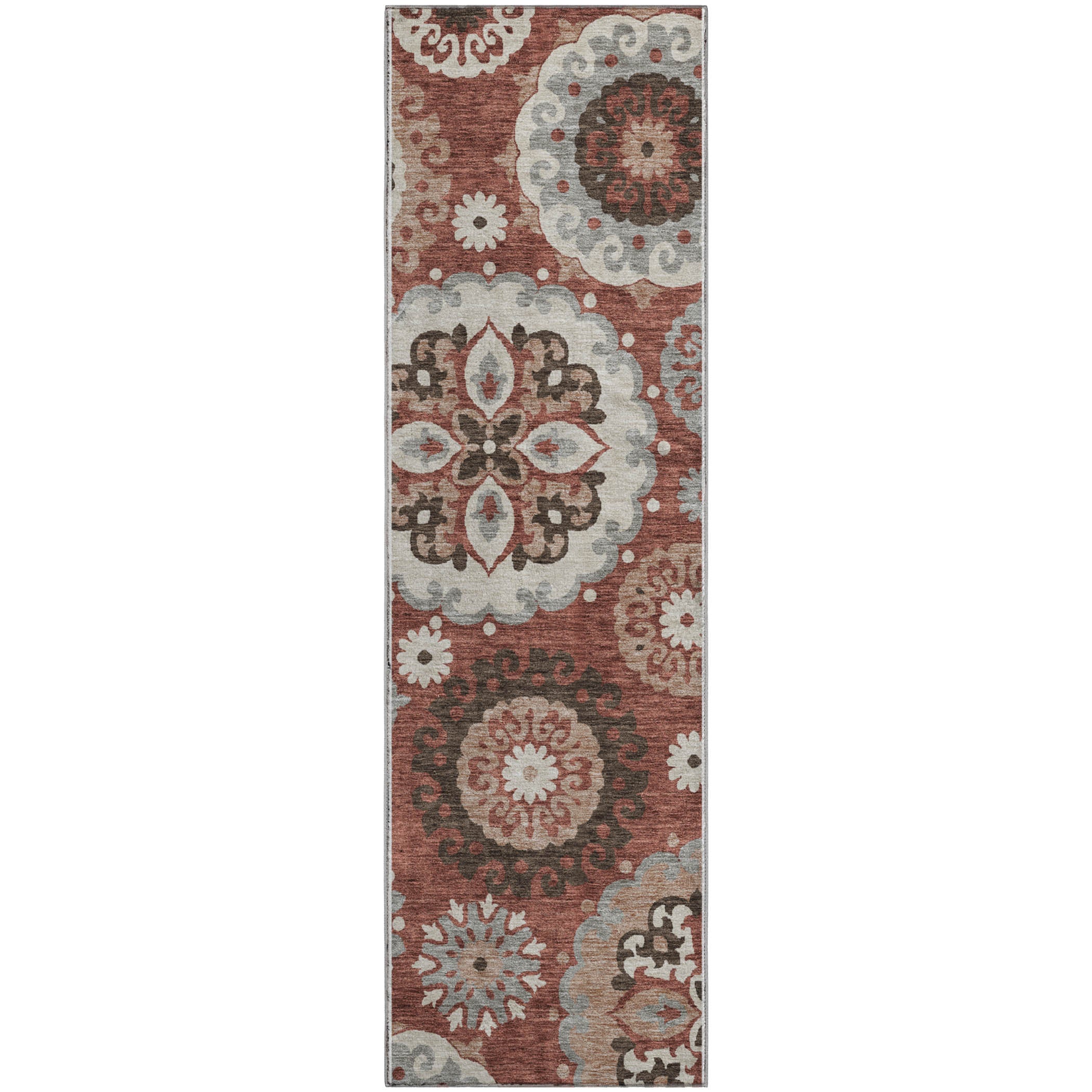 Mdina Machine Washable Transitional Paprika Orange Rug 2'3" x 7'6" #shape_Runner