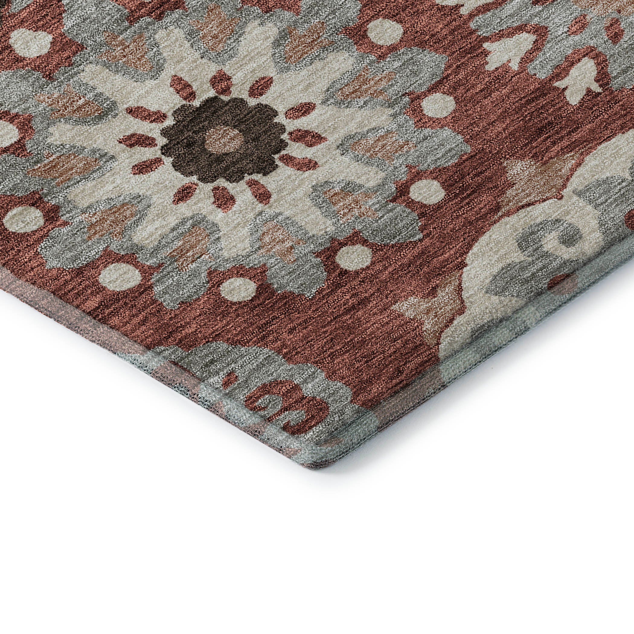 Mdina Machine Washable Transitional Paprika Orange Rug 1'8" x 2'6" #shape_Rectangle