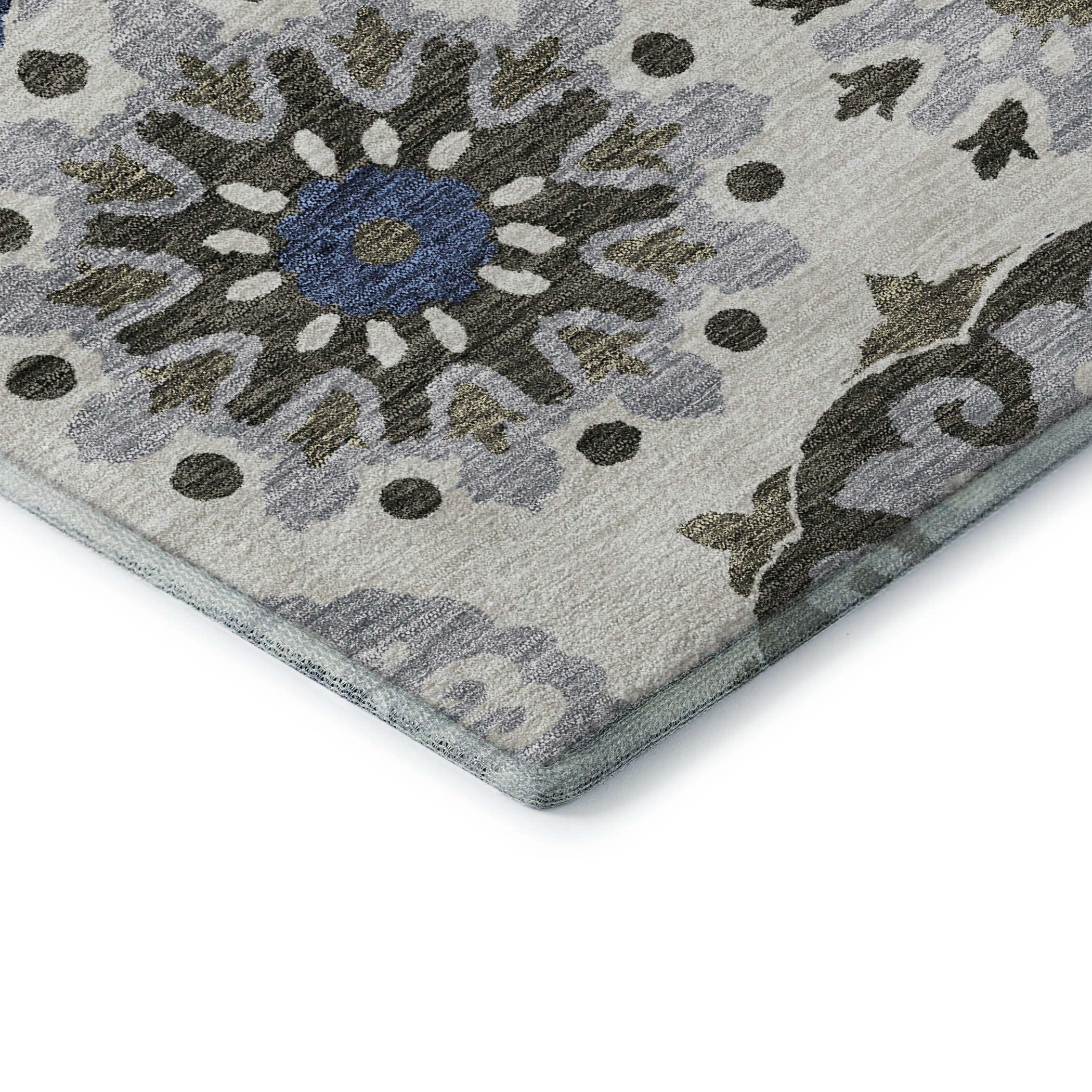 Mdina Machine Washable Transitional Pewter Gray Rug 1'8" x 2'6" #shape_Rectangle