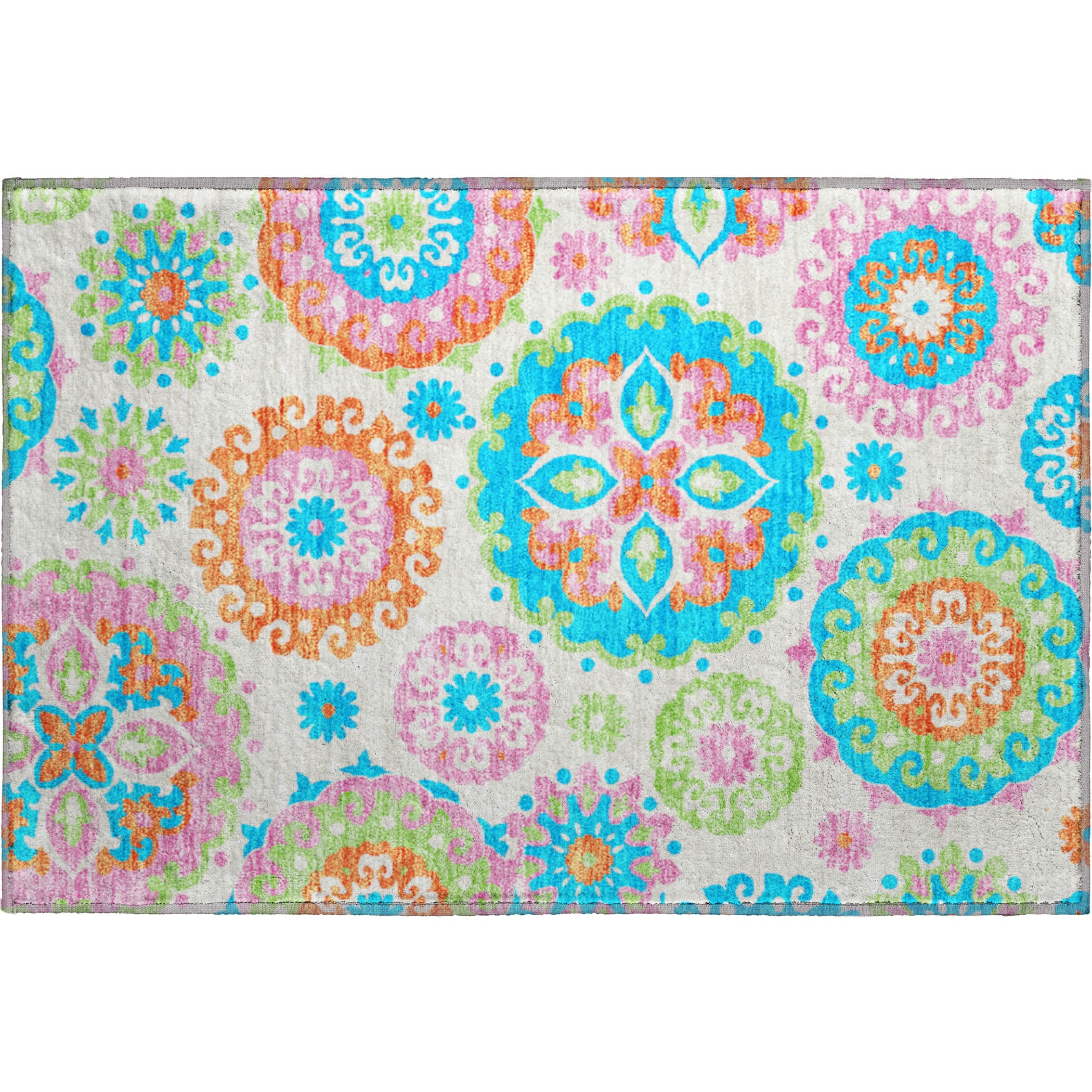 Mdina Machine Washable Transitional White Ivory Rug 1'8" x 2'6" #shape_Rectangle