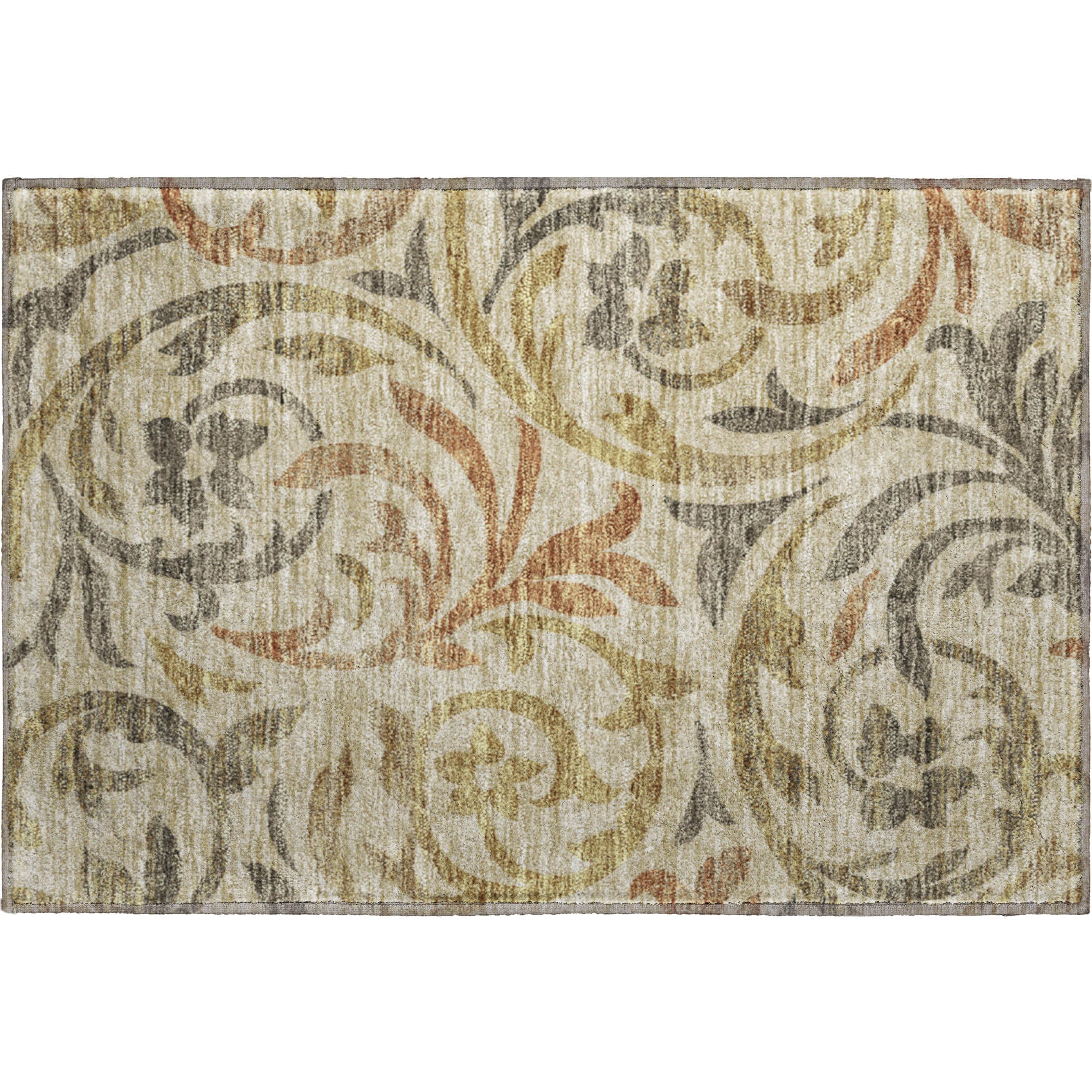 Salzburg Machine Washable Transitional Beige Brown Rug 1'8" x 2'6" #shape_Rectangle