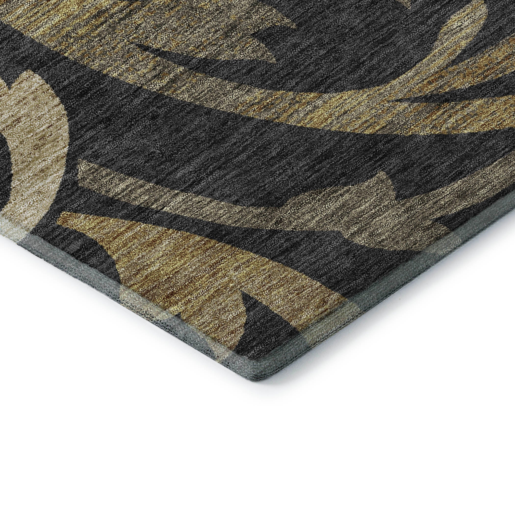 Salzburg Machine Washable Transitional Black Rug 1'8" x 2'6" #shape_Rectangle