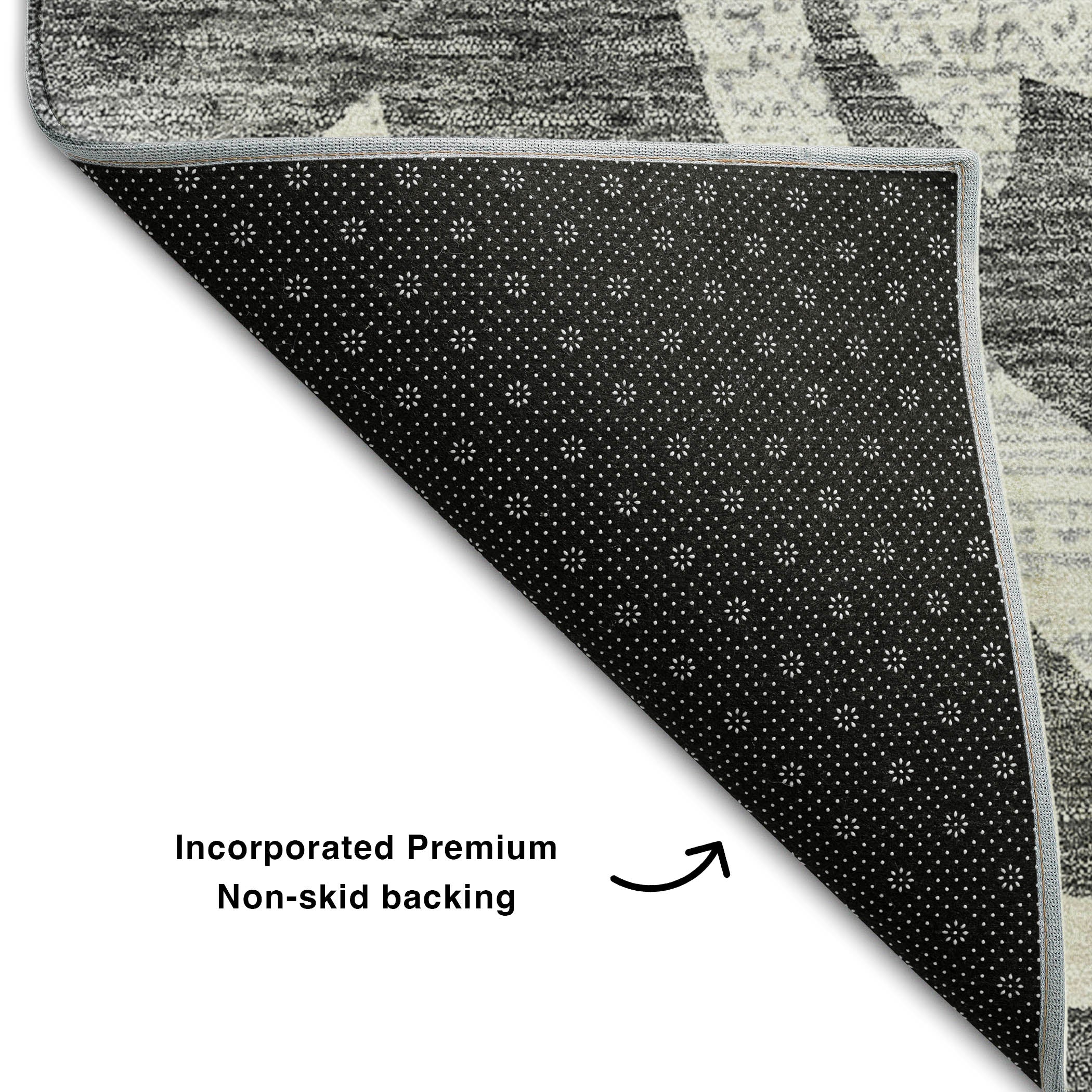 Salzburg Machine Washable Transitional Charcoal Gray Rug 1'8" x 2'6" #shape_Rectangle