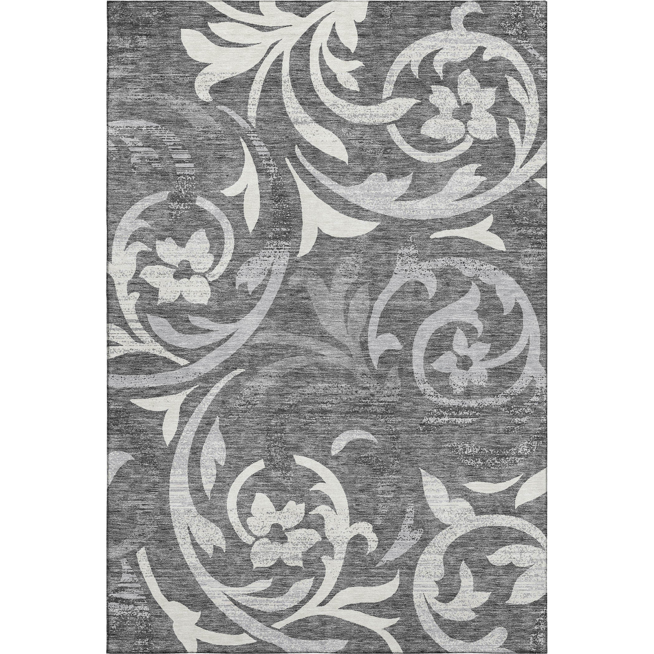 Salzburg Machine Washable Transitional Charcoal Gray Rug 2'6" x 3'10" #shape_Rectangle