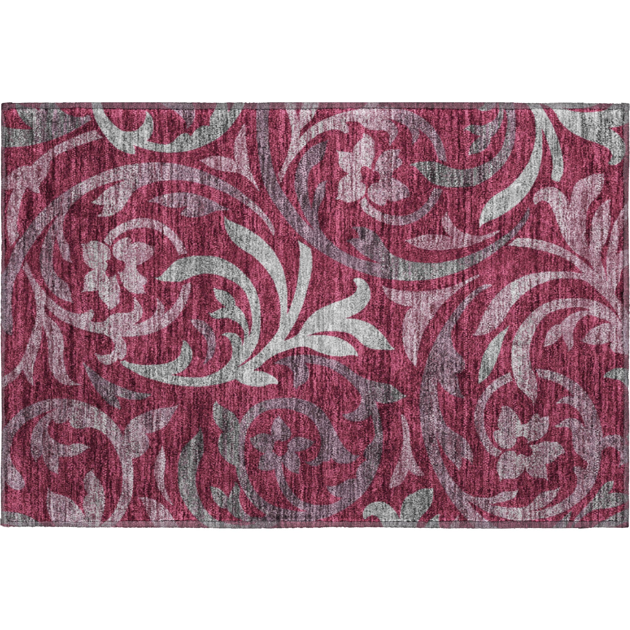 Salzburg Machine Washable Transitional Garnet Red Rug 1'8" x 2'6" #shape_Rectangle