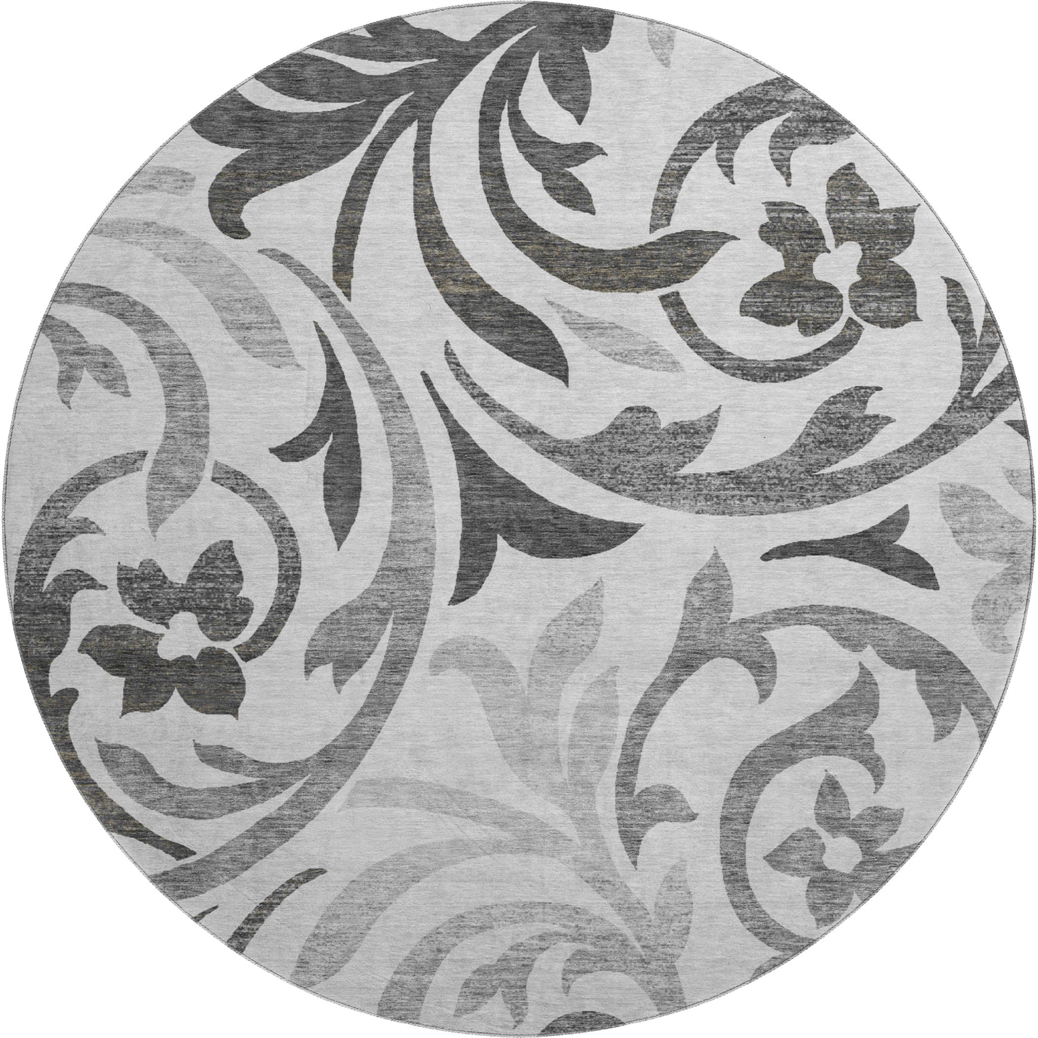 Salzburg Machine Washable Transitional Gray Rug 8' x 8' #shape_Round
