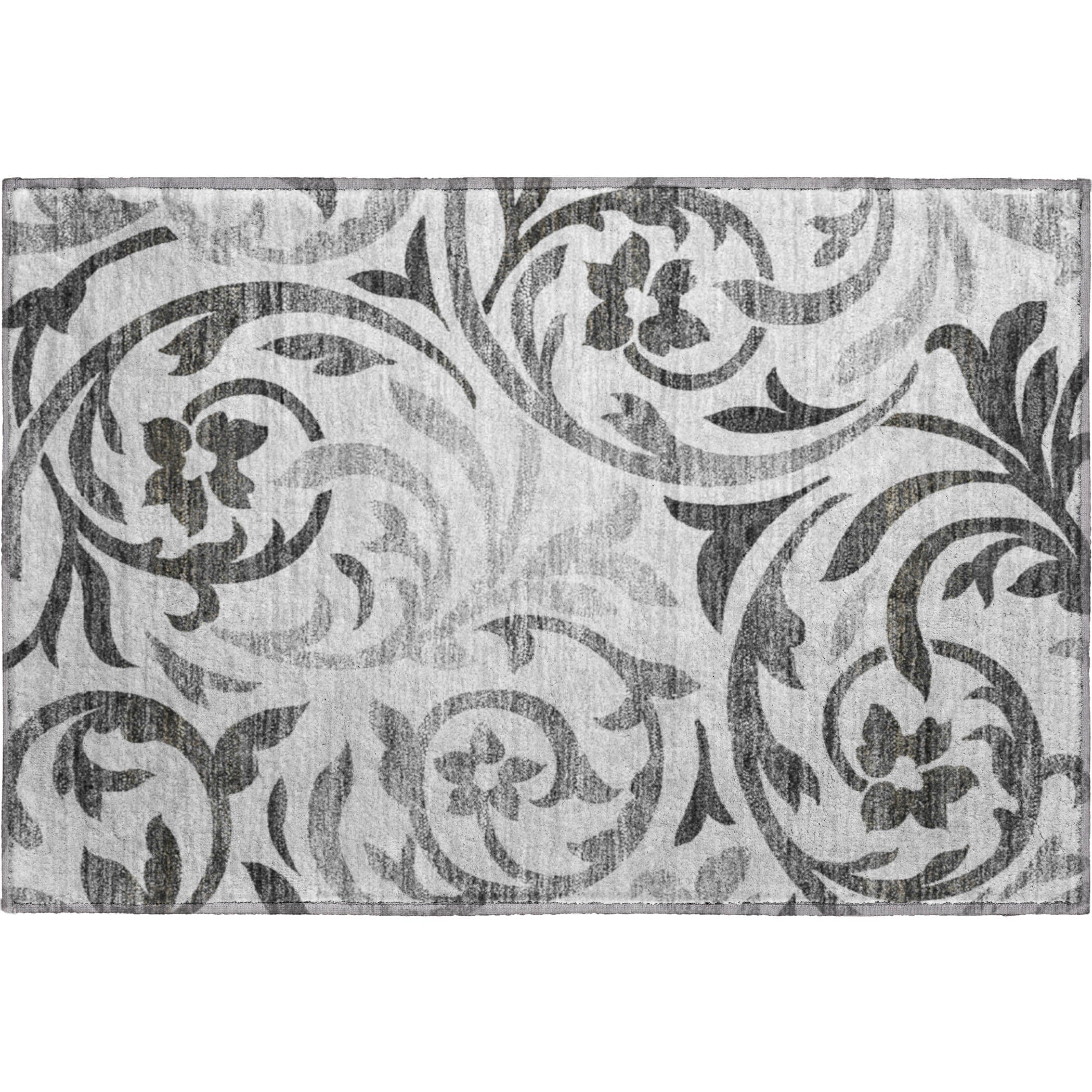 Salzburg Machine Washable Transitional Gray Rug 1'8" x 2'6" #shape_Rectangle