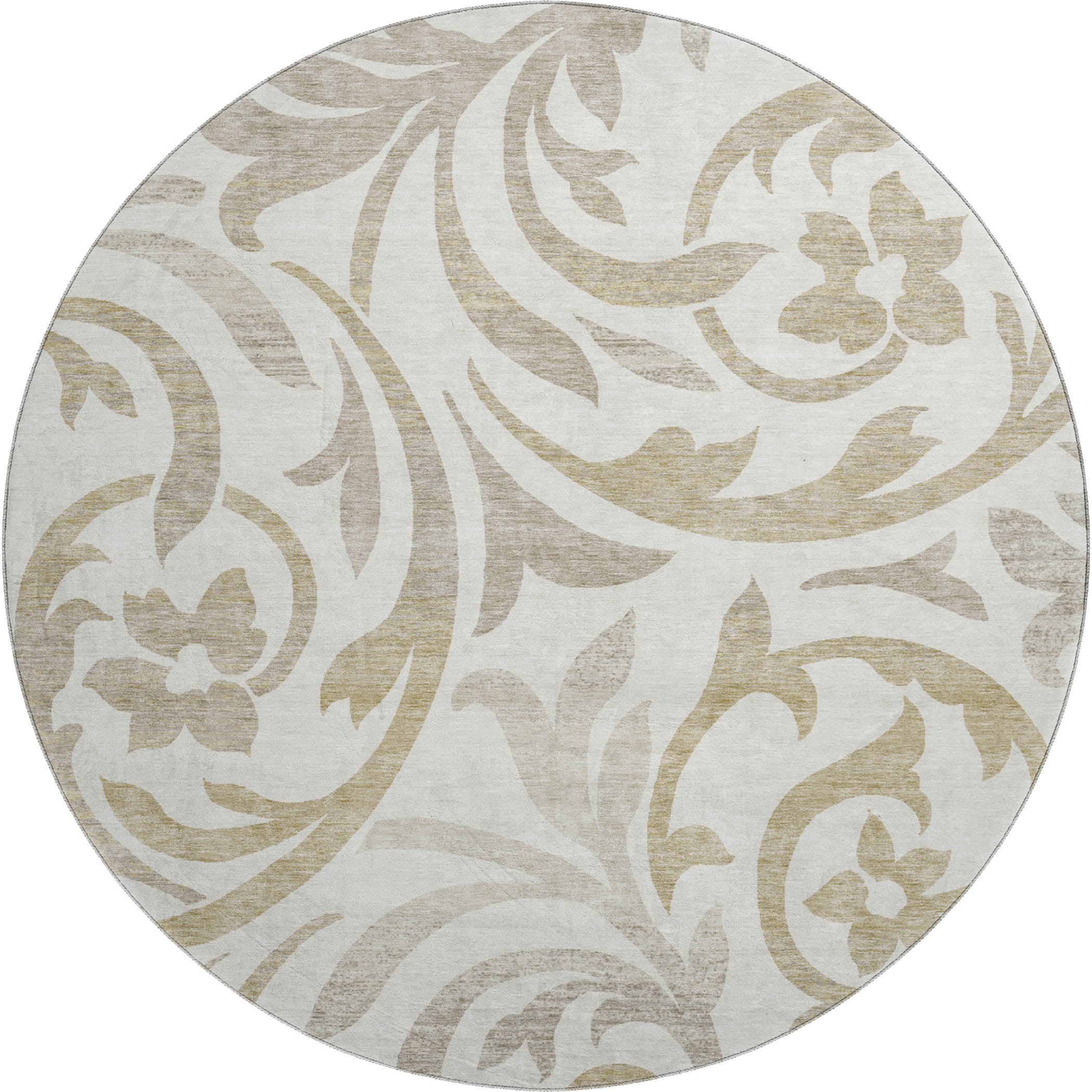 Salzburg Machine Washable Transitional Ivory Rug 8' x 8' #shape_Round