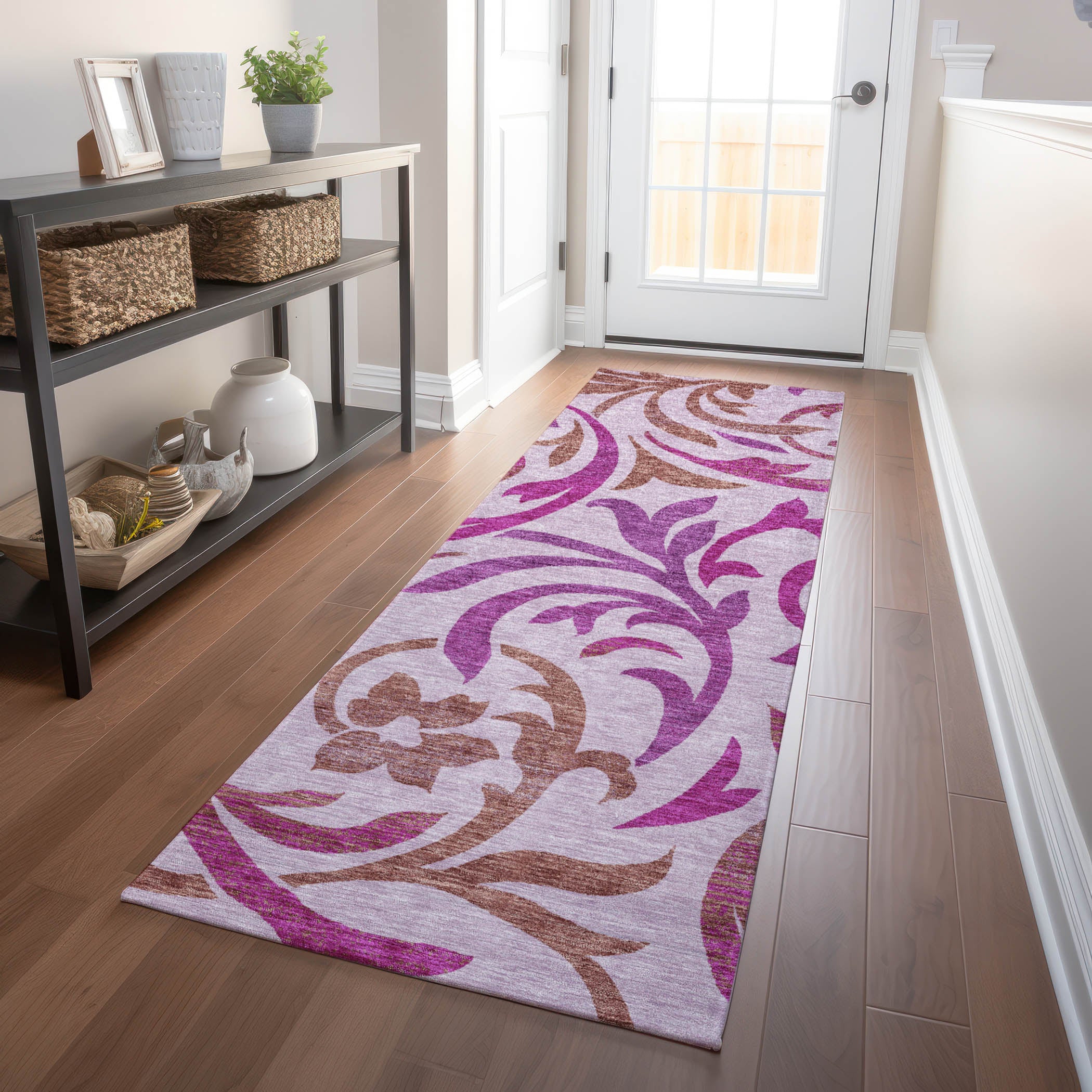 Salzburg Machine Washable Transitional Lavender Purple Rug 2'3" x 7'6" #shape_Runner