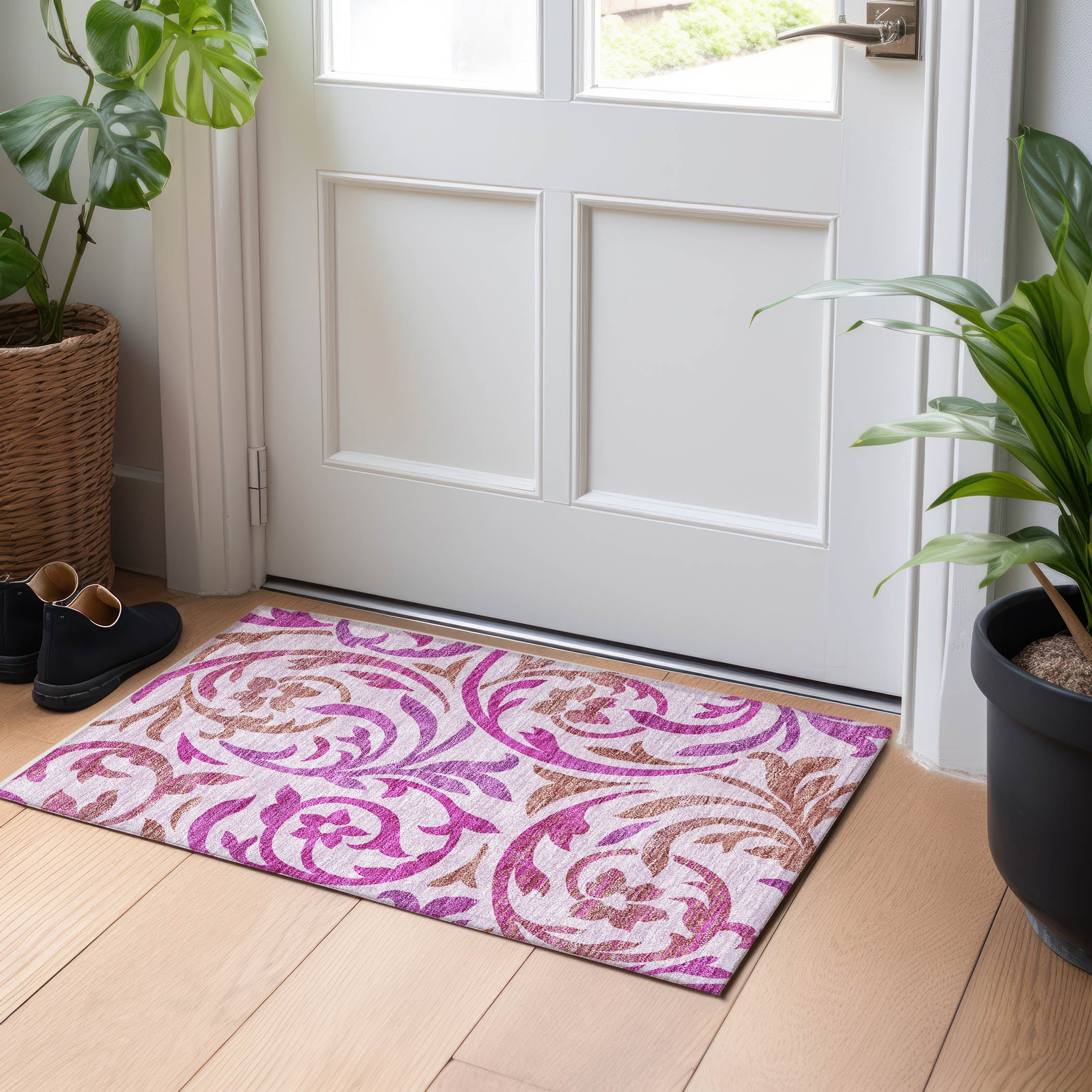 Salzburg Machine Washable Transitional Lavender Purple Rug 1'8" x 2'6" #shape_Rectangle