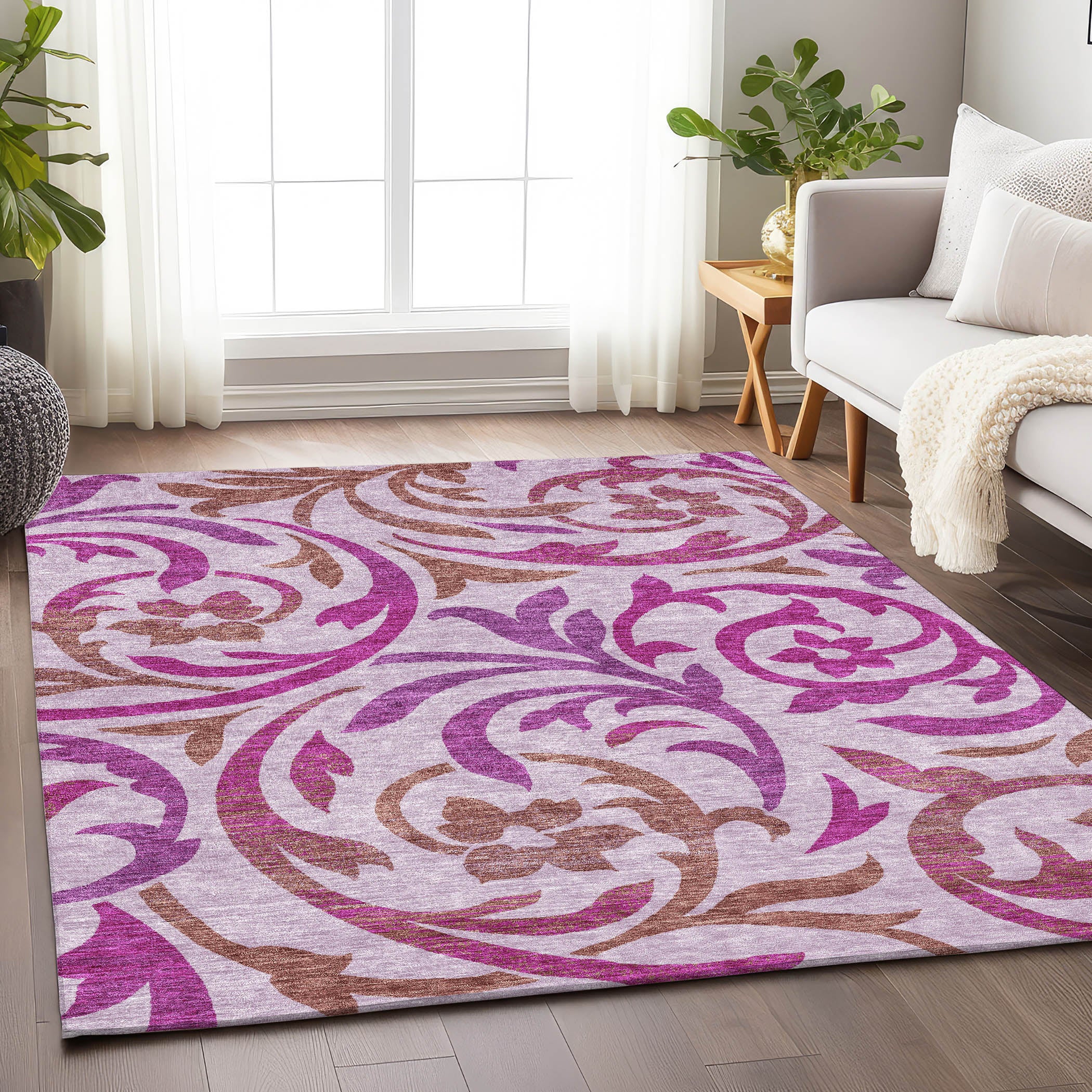 Salzburg Machine Washable Transitional Lavender Purple Rug 2'6" x 3'10" #shape_Rectangle