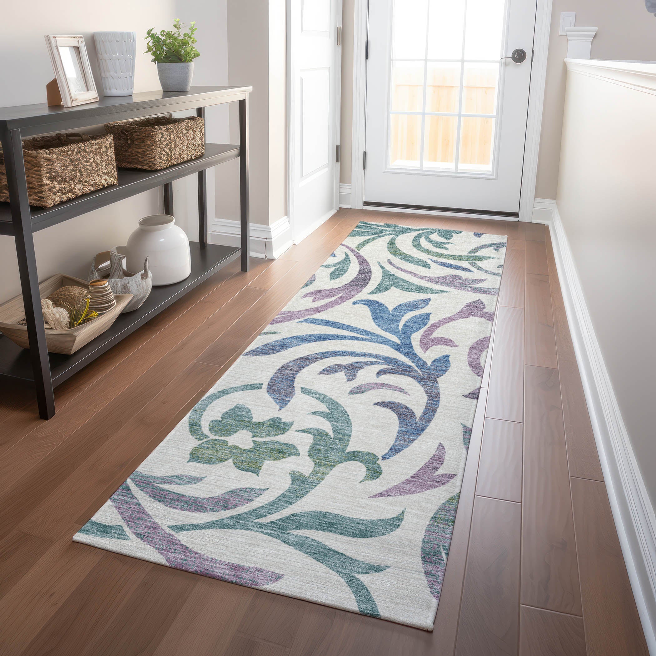 Salzburg Machine Washable Transitional White Ivory Rug 2'3" x 7'6" #shape_Runner