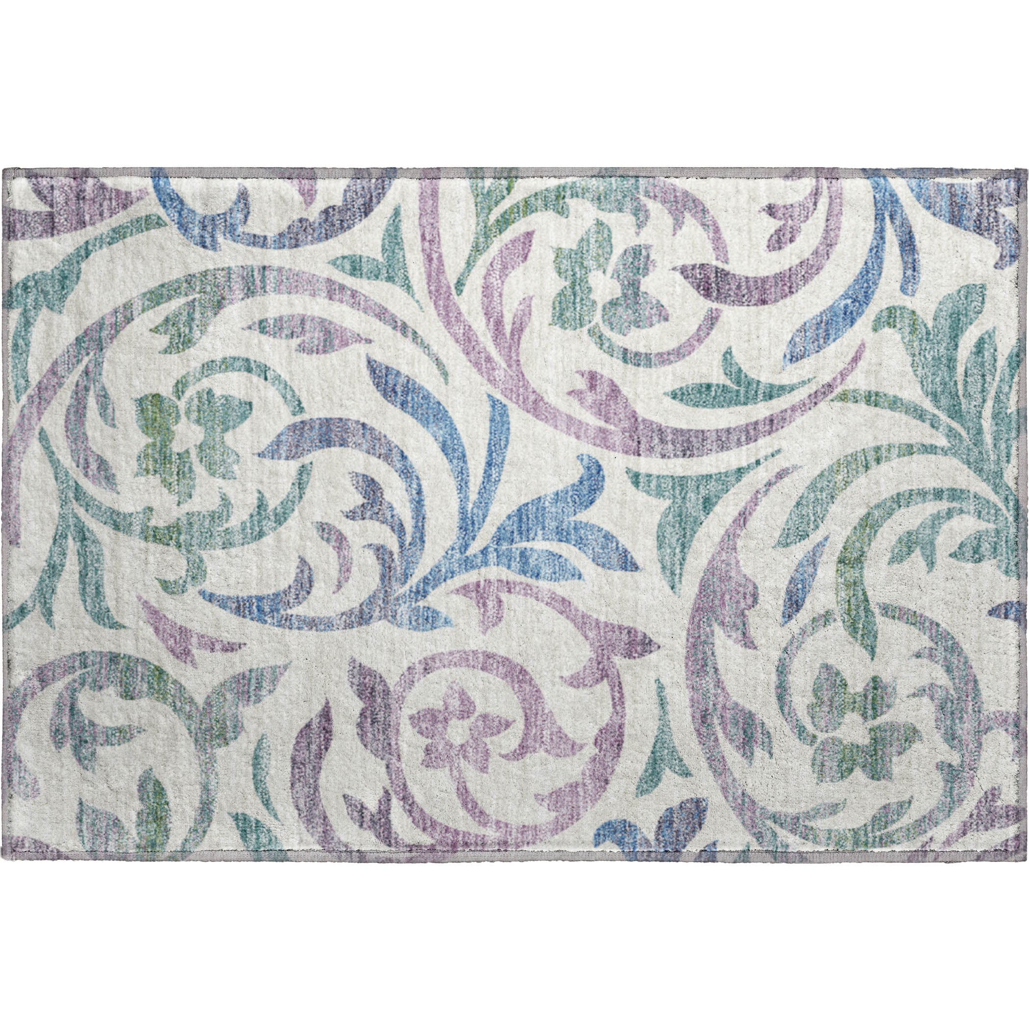 Salzburg Machine Washable Transitional White Ivory Rug 1'8" x 2'6" #shape_Rectangle