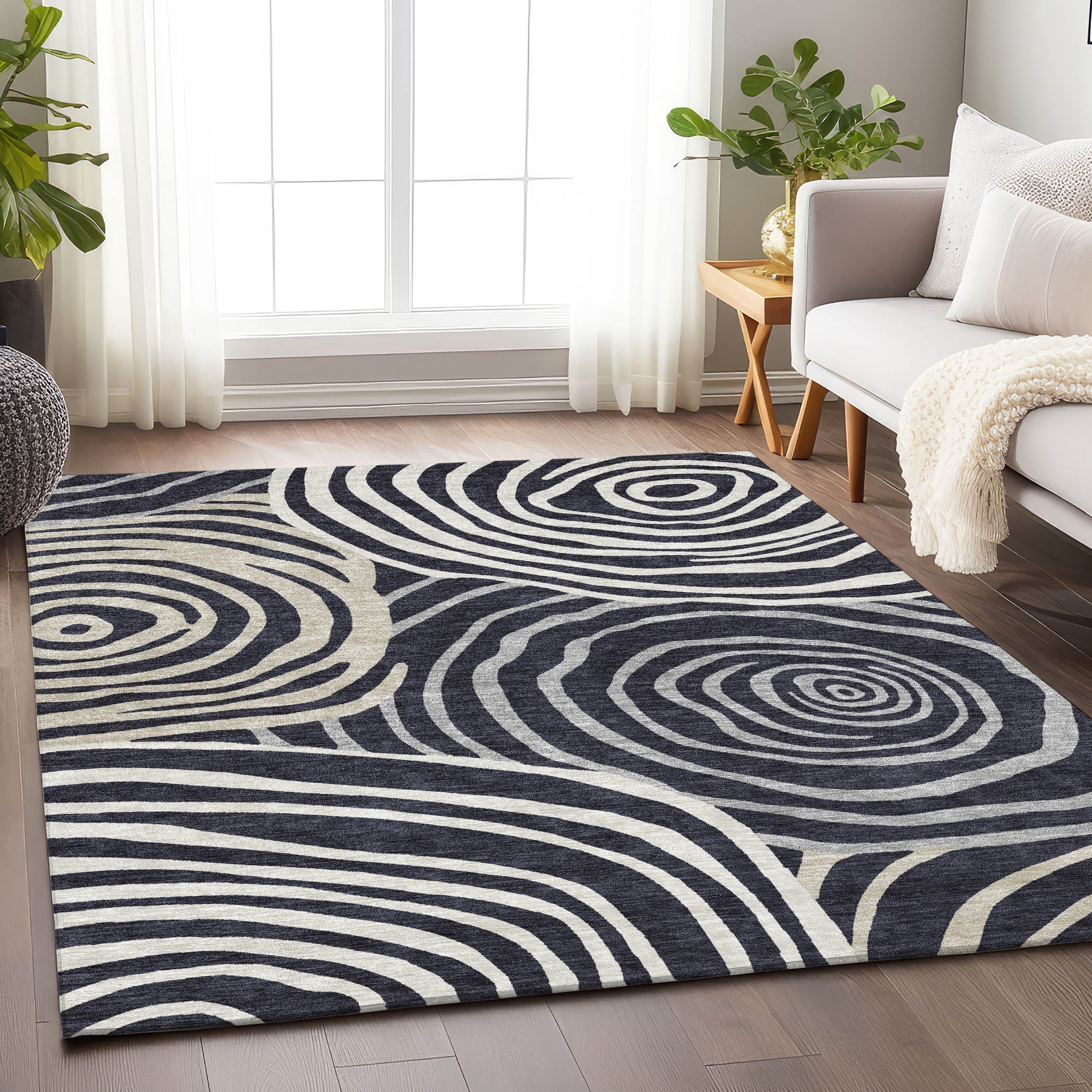 Chiang Mai Machine Washable Transitional Black Rug 2'6" x 3'10" #shape_Rectangle