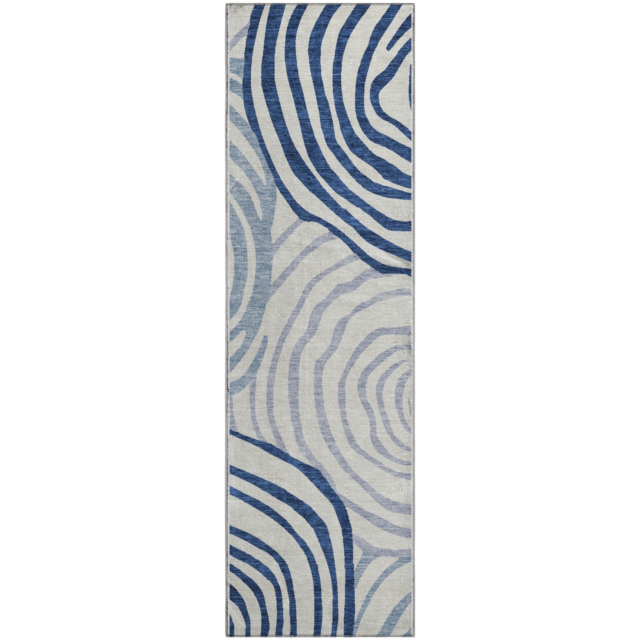 Chiang Mai Machine Washable Transitional Blue Rug 2'3" x 7'6" #shape_Runner