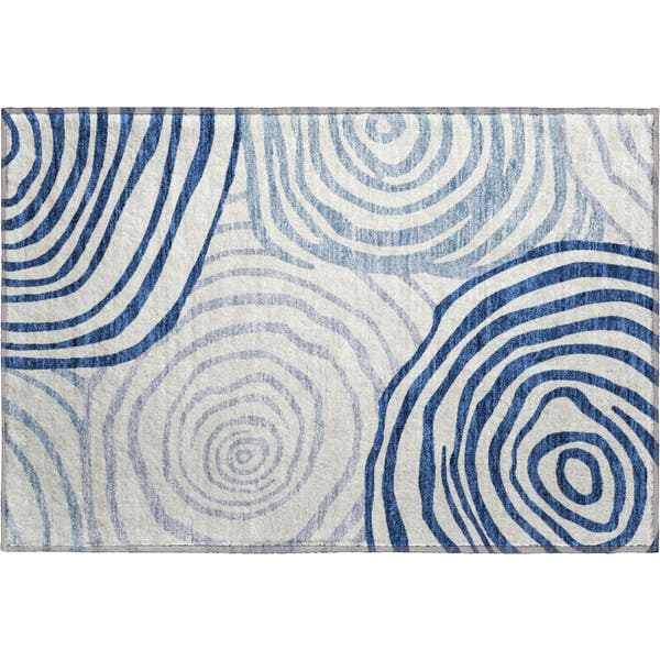 Chiang Mai Machine Washable Transitional Blue Rug 1'8" x 2'6"