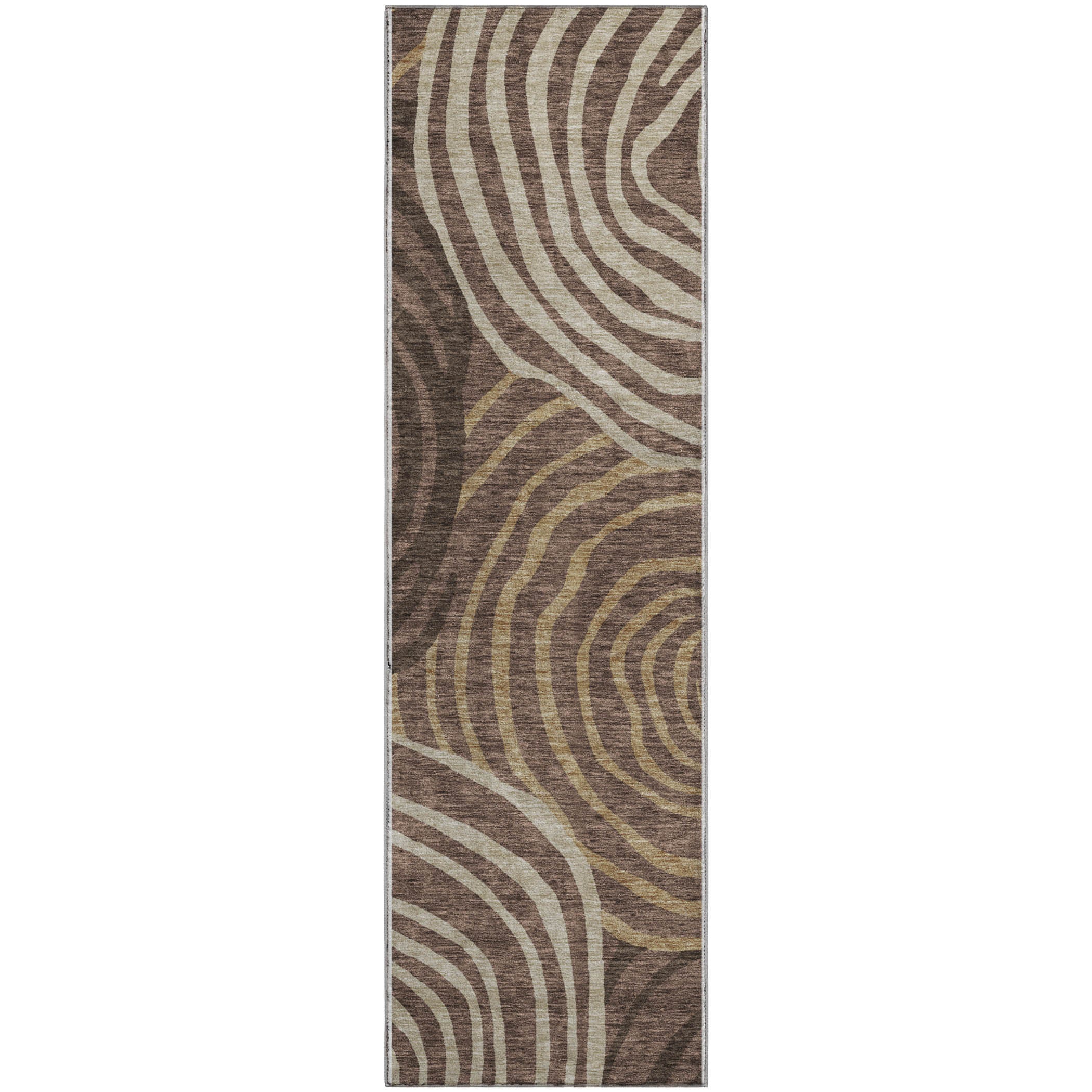 Chiang Mai Machine Washable Transitional Fudge Brown Rug 2'3" x 7'6" #shape_Runner