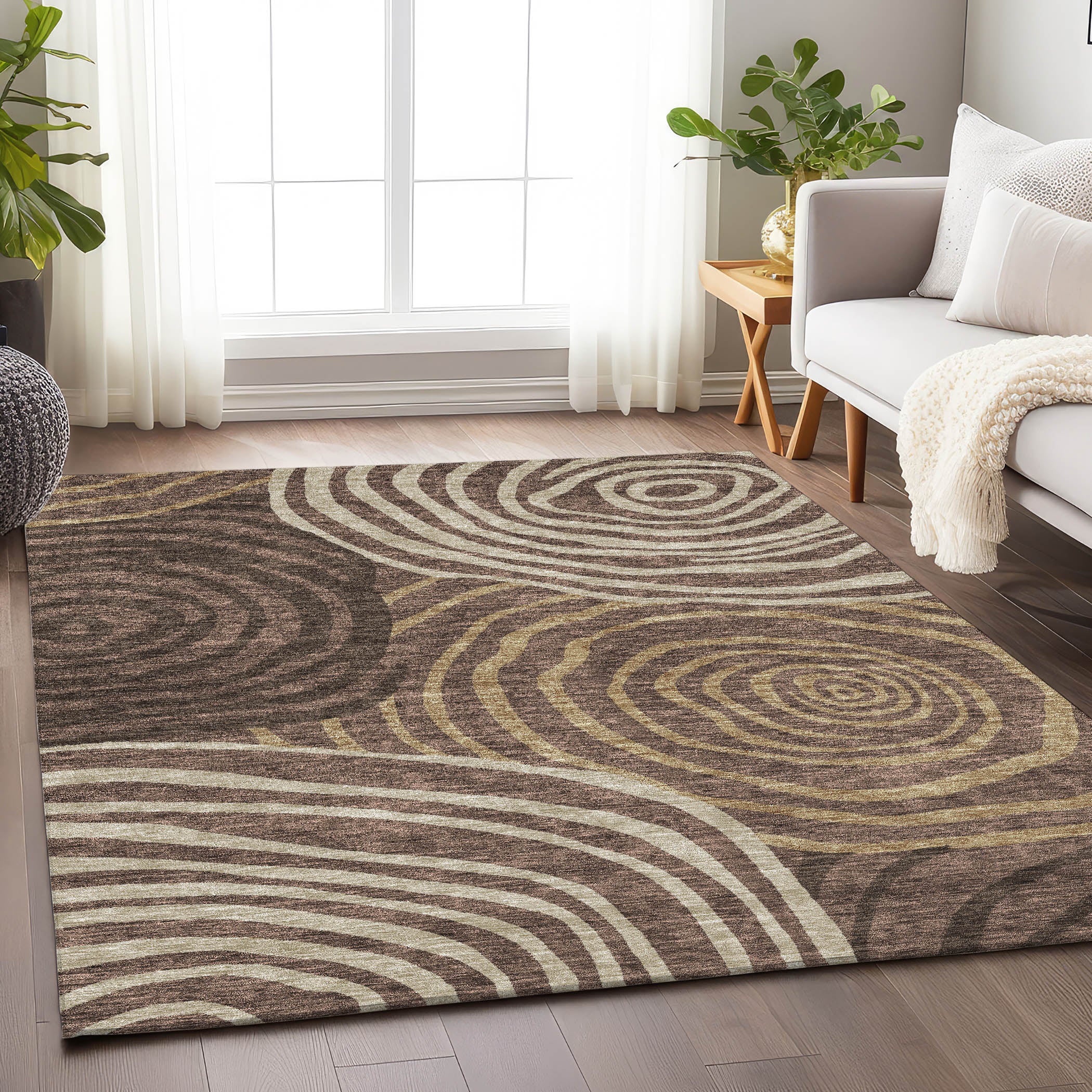 Chiang Mai Machine Washable Transitional Fudge Brown Rug 2'6" x 3'10" #shape_Rectangle