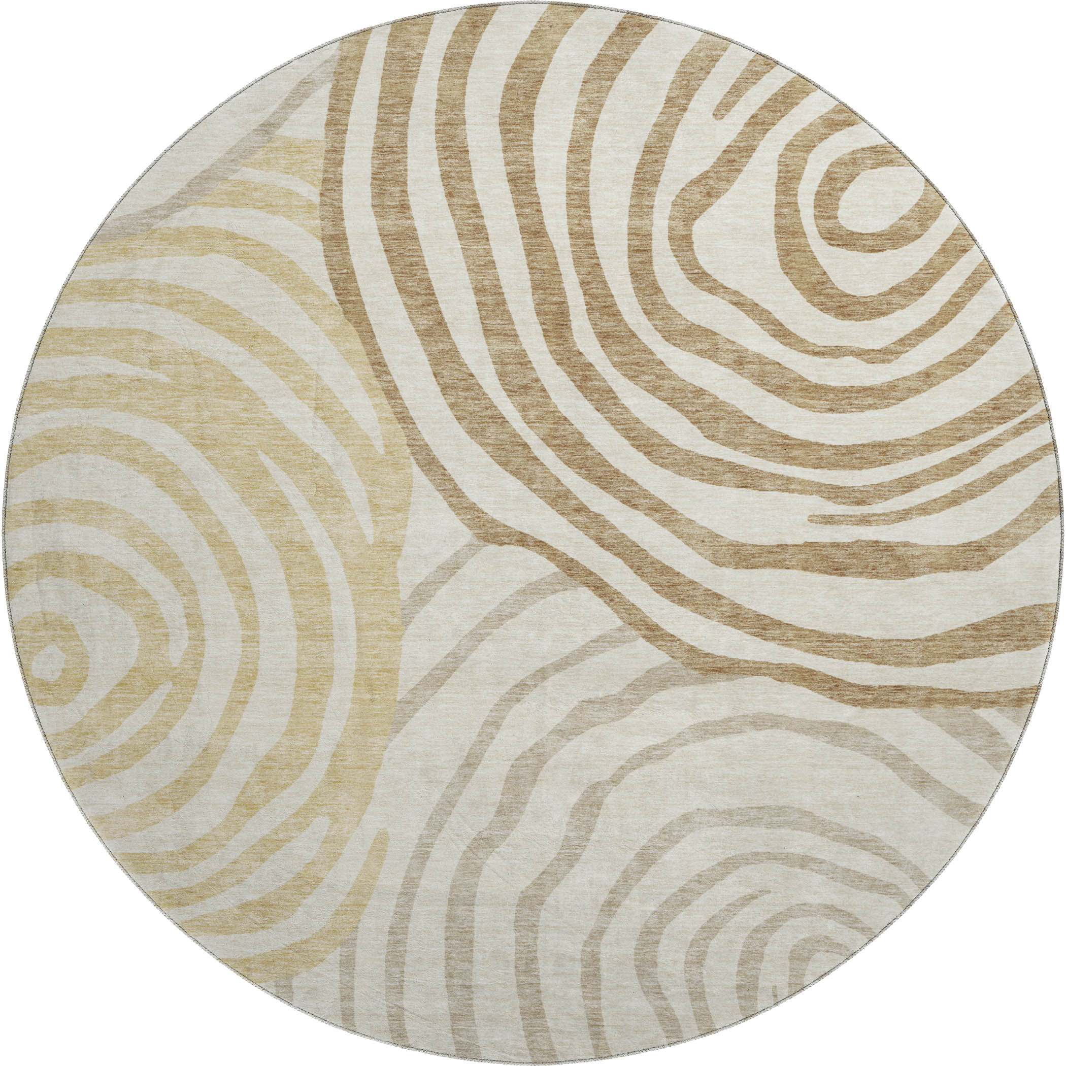 Chiang Mai Machine Washable Transitional Gold Rug 8' x 8' #shape_Round