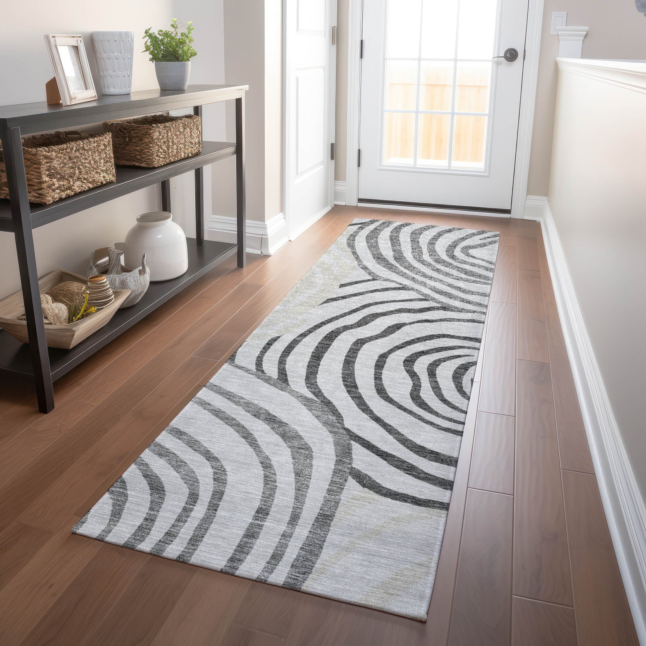 Chiang Mai Machine Washable Transitional Gray Rug 2'3" x 7'6" #shape_Runner