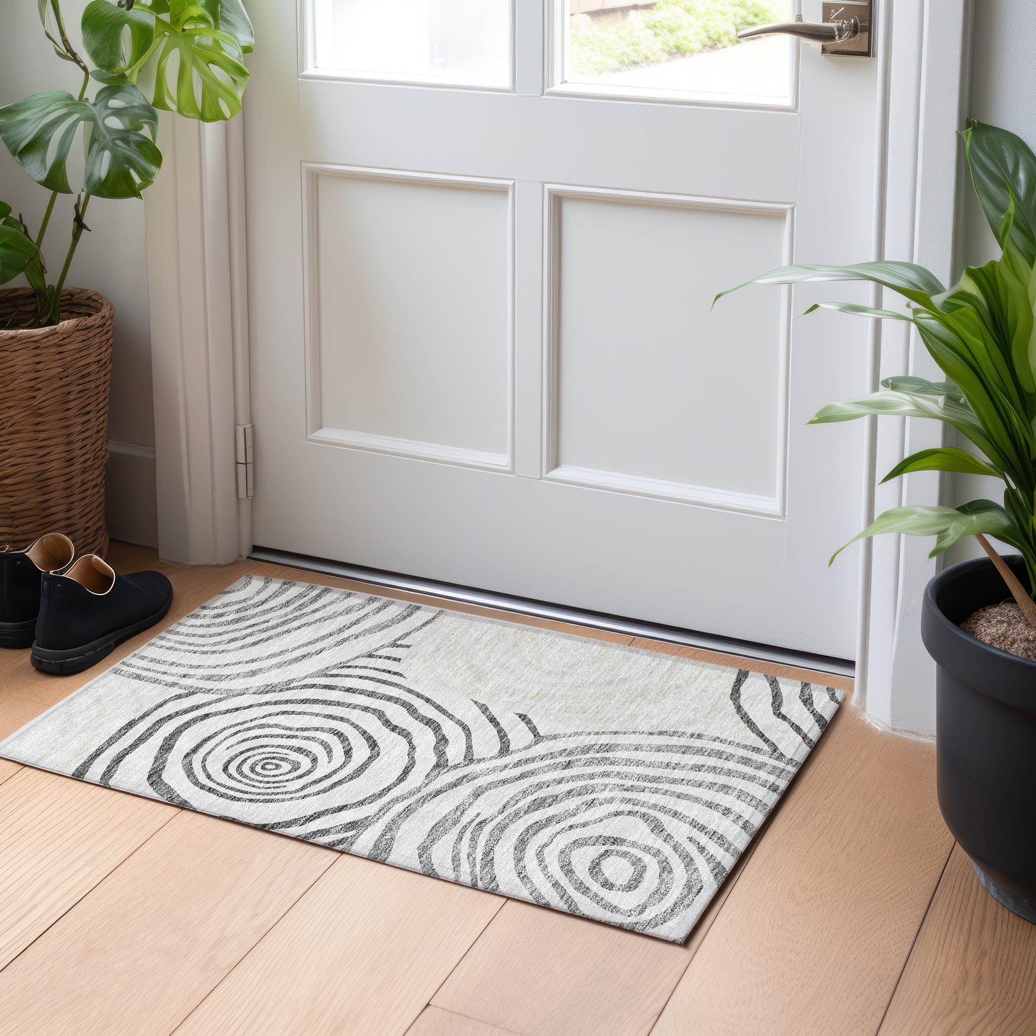 Chiang Mai Machine Washable Transitional Gray Rug 1'8" x 2'6" #shape_Rectangle