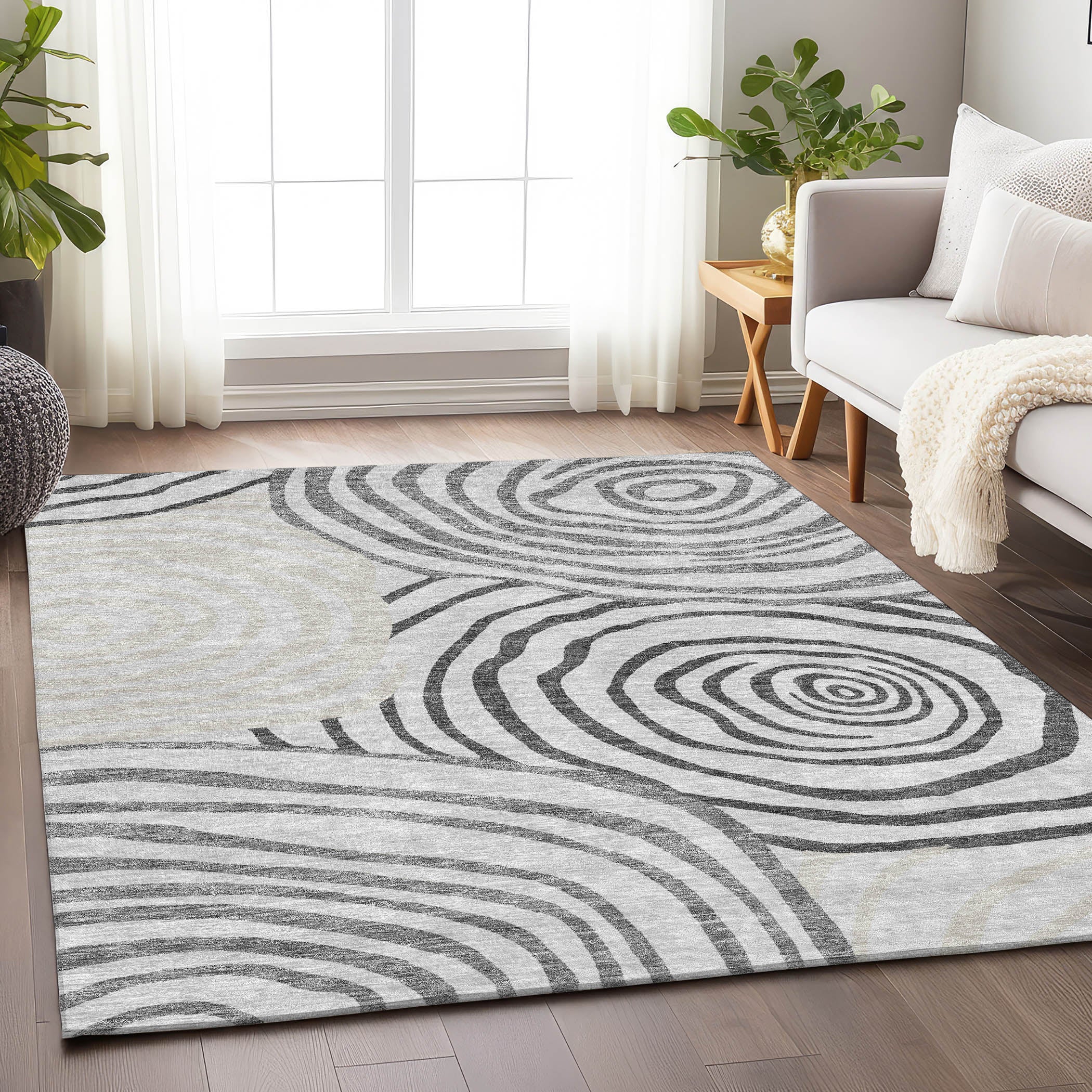 Chiang Mai Machine Washable Transitional Gray Rug 2'6" x 3'10" #shape_Rectangle