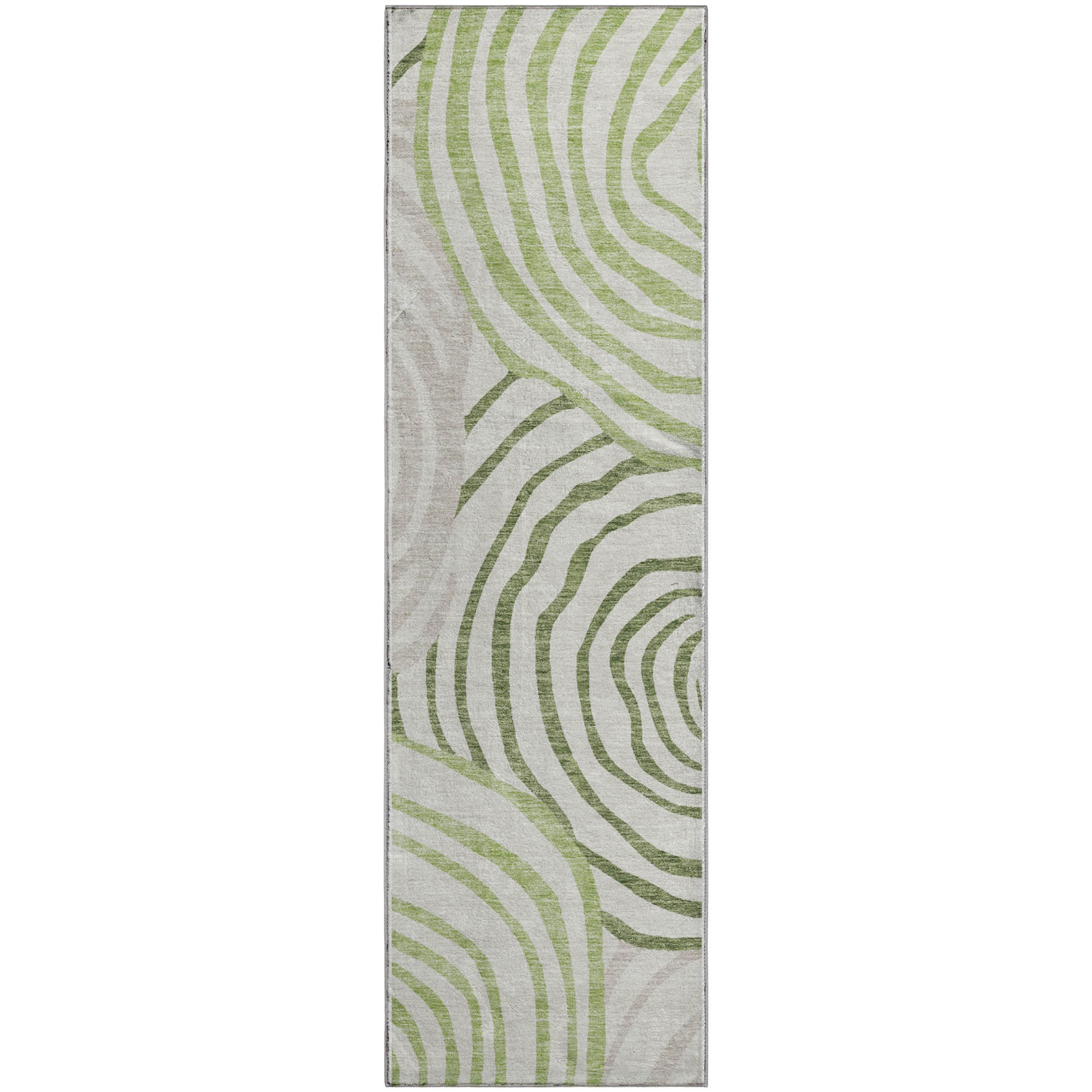 Chiang Mai Machine Washable Transitional Green Rug 2'3" x 7'6" #shape_Runner