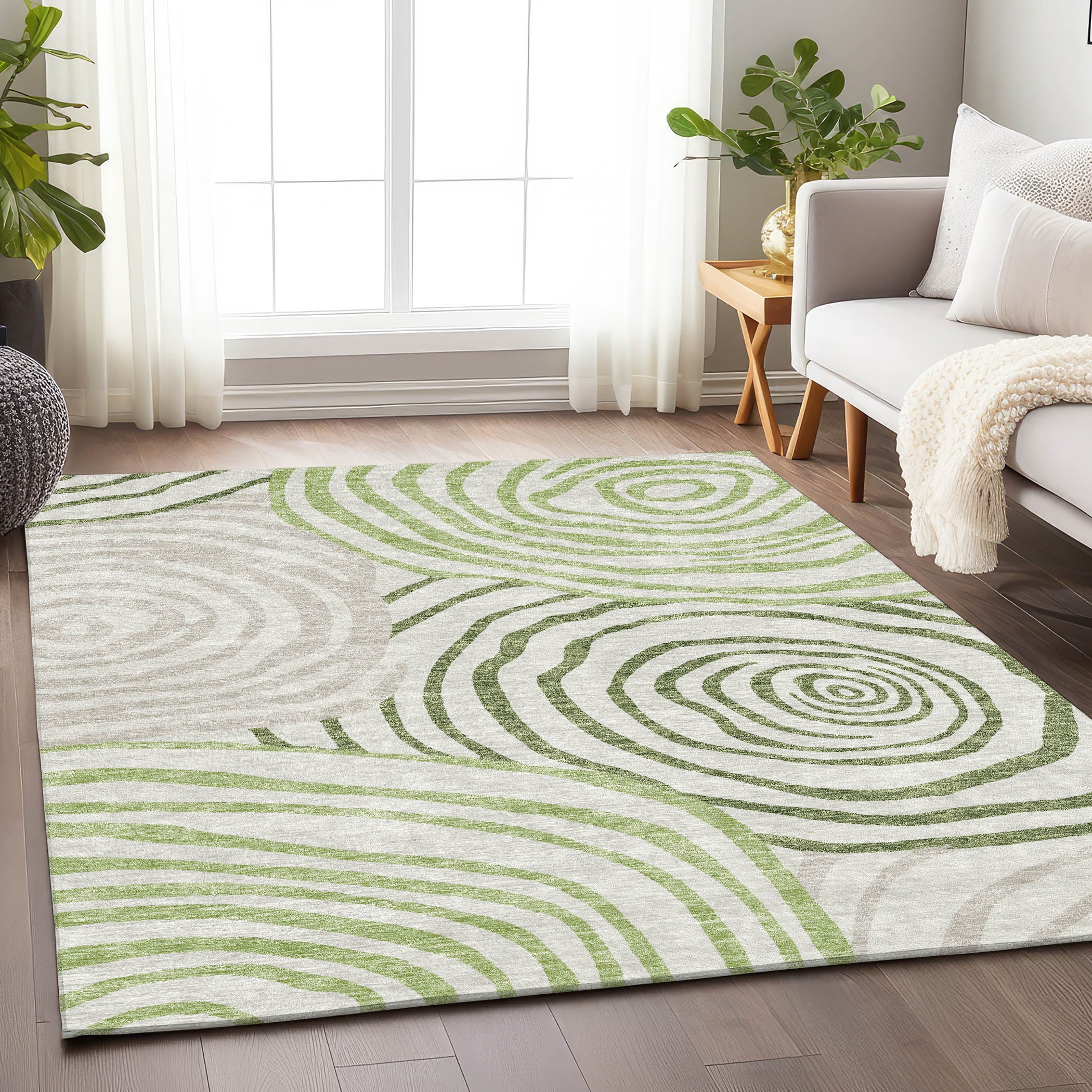Chiang Mai Machine Washable Transitional Green Rug 2'6" x 3'10" #shape_Rectangle