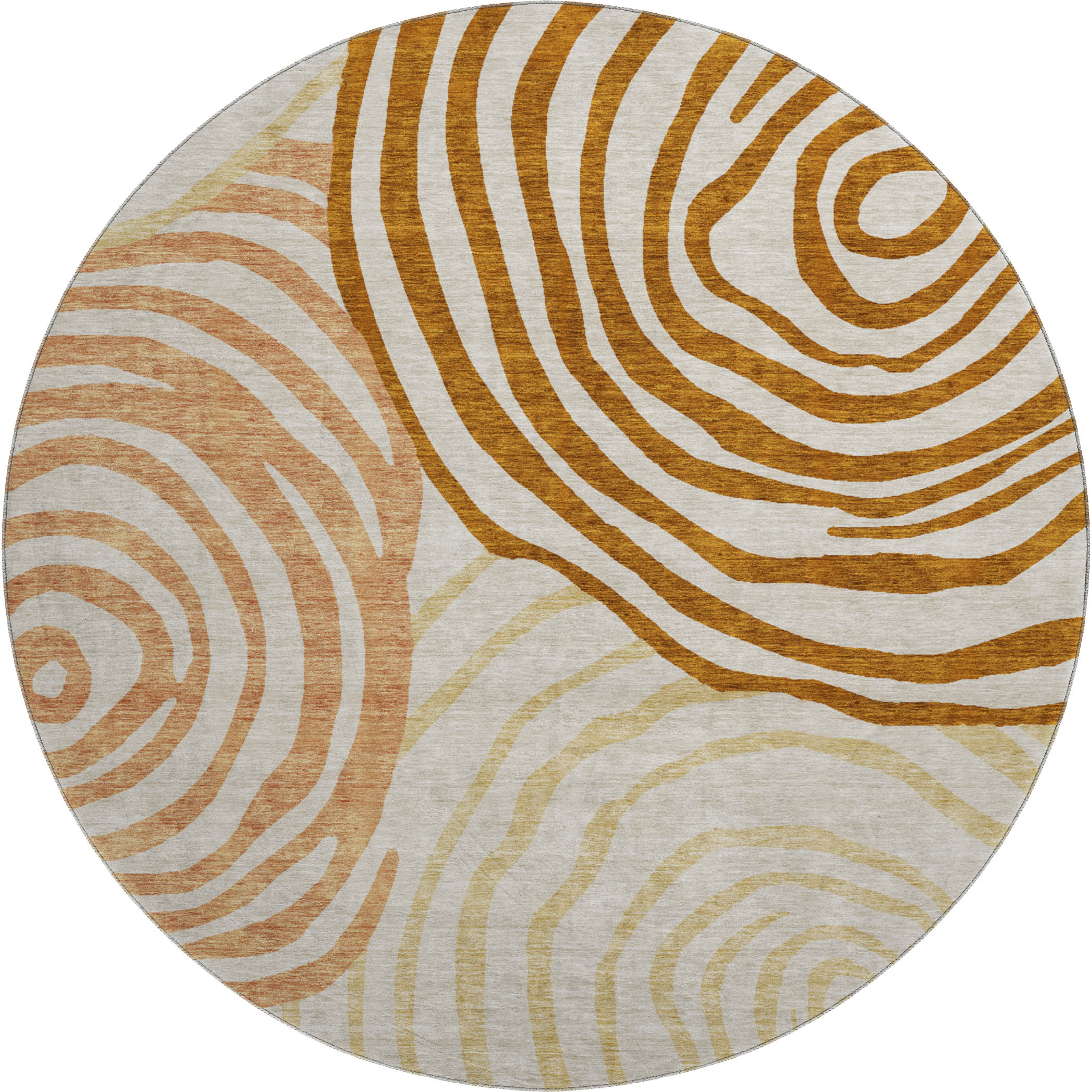 Chiang Mai Machine Washable Transitional Terracotta Orange Rug 8' x 8' #shape_Round