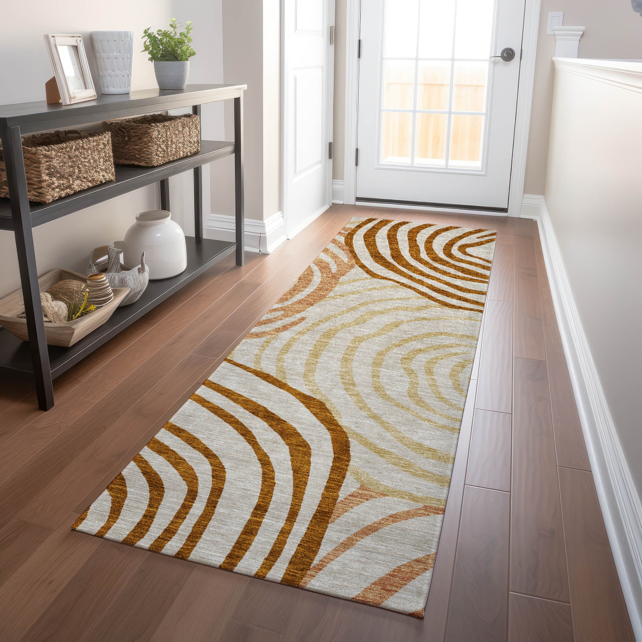 Chiang Mai Machine Washable Transitional Terracotta Orange Rug 2'3" x 7'6" #shape_Runner