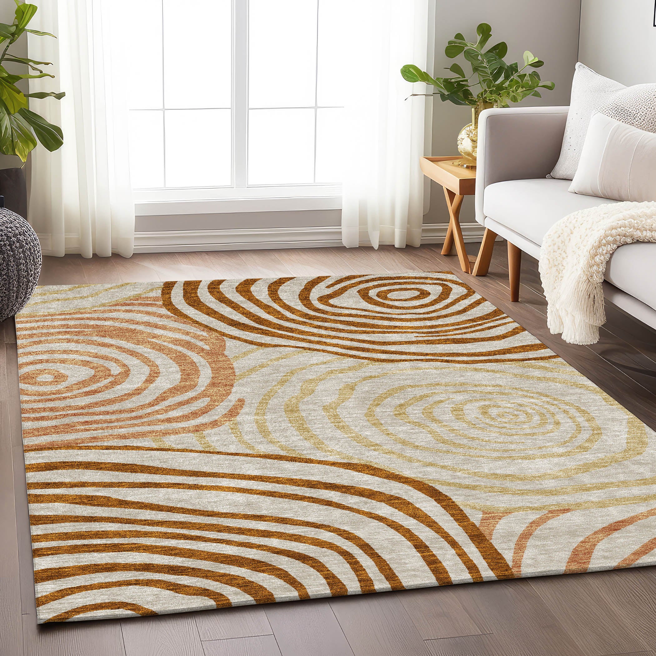 Chiang Mai Machine Washable Transitional Terracotta Orange Rug 2'6" x 3'10" #shape_Rectangle