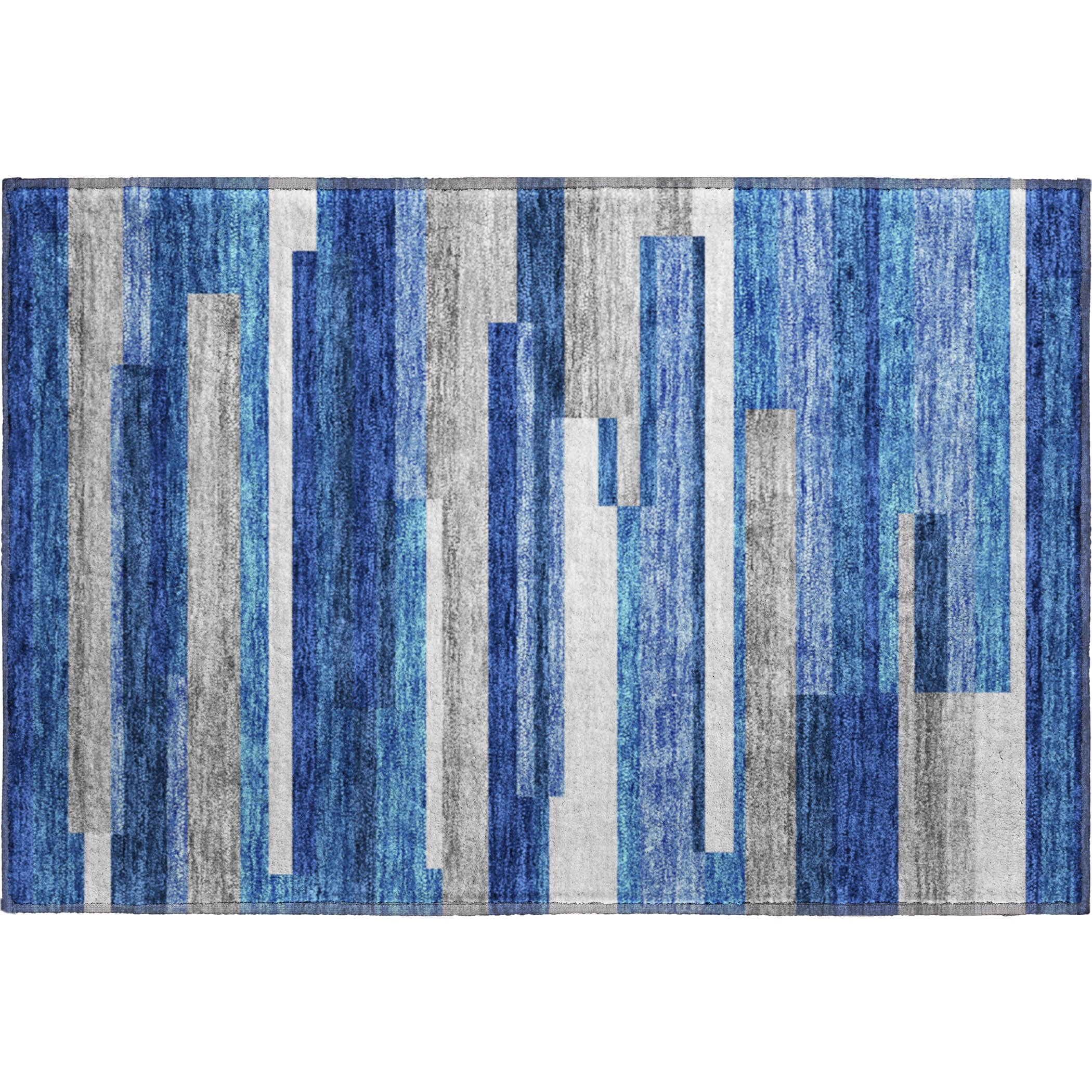 Bruges Machine Washable Transitional Blue Rug 1'8" x 2'6" #shape_Rectangle