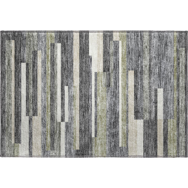 Bruges Machine Washable Transitional Charcoal Gray Rug 1'8" x 2'6"