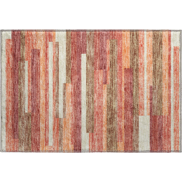 Bruges Machine Washable Transitional Coral Orange Rug 1'8" x 2'6"