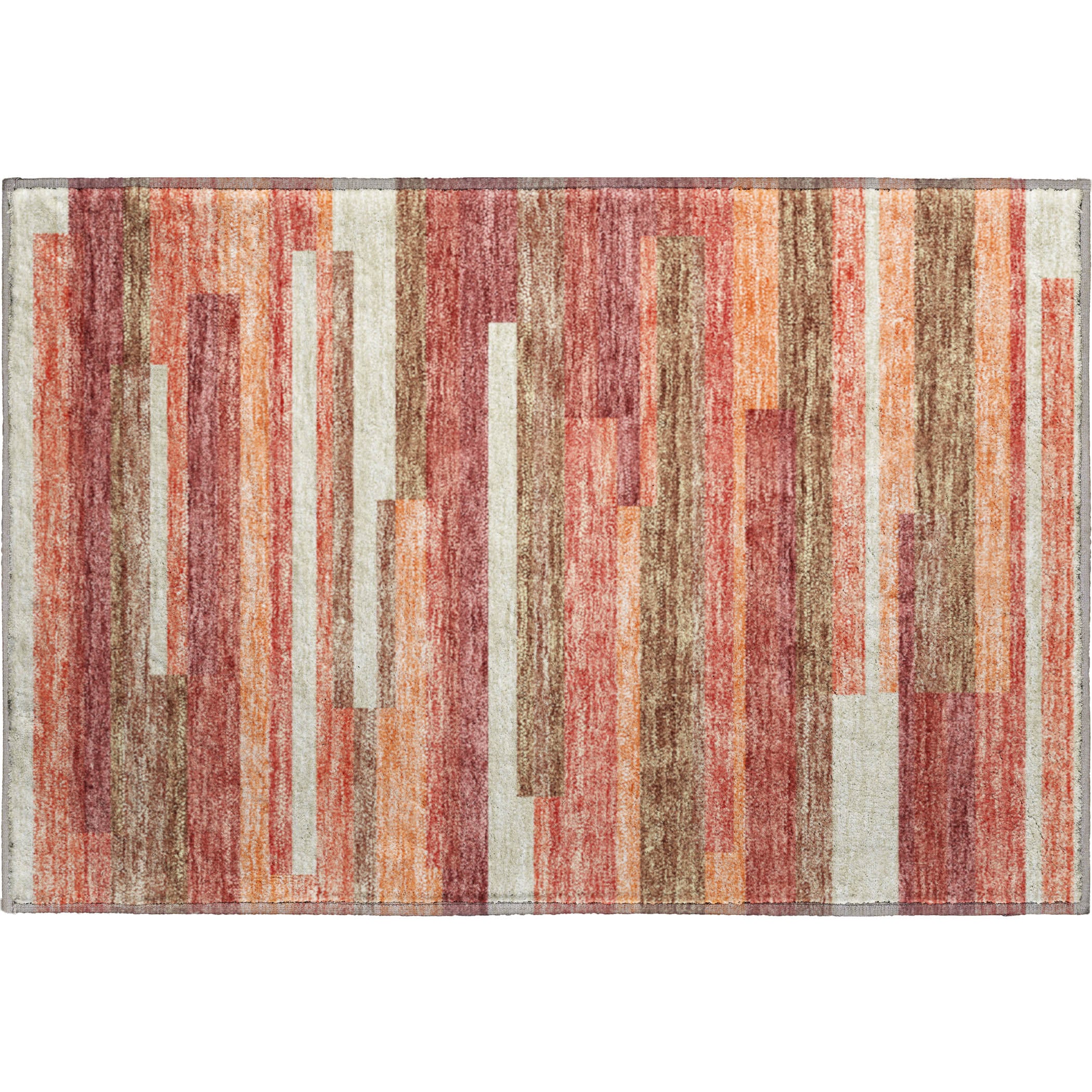 Bruges Machine Washable Transitional Coral Orange Rug 1'8" x 2'6" #shape_Rectangle