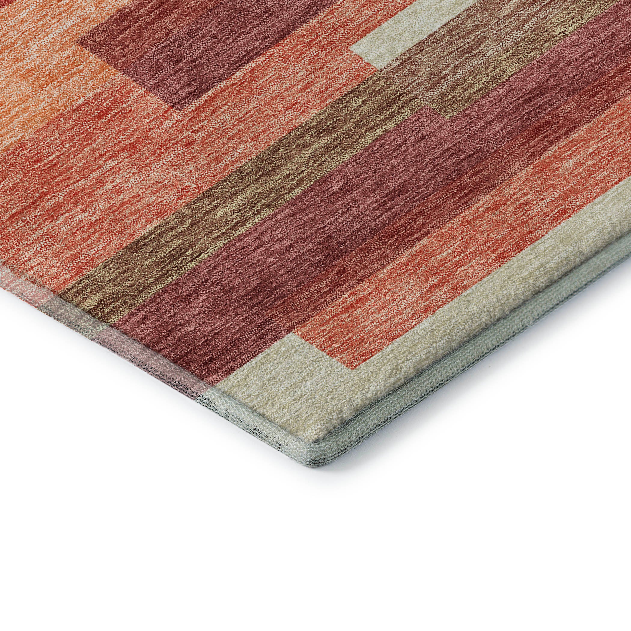 Bruges Machine Washable Transitional Coral Orange Rug 1'8" x 2'6" #shape_Rectangle