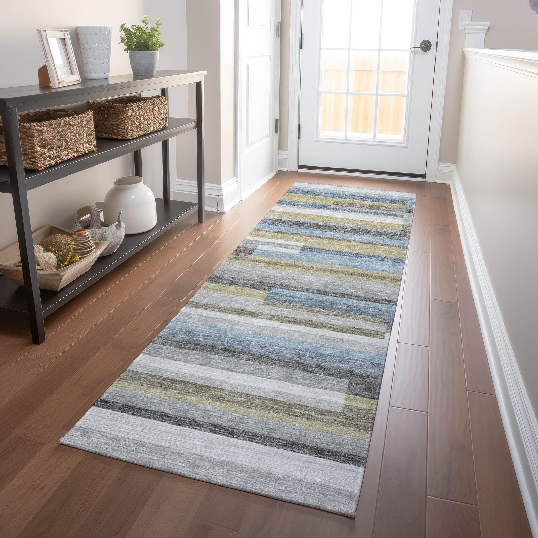 Bruges Machine Washable Transitional Gray Rug 2'3" x 7'6" #shape_Runner