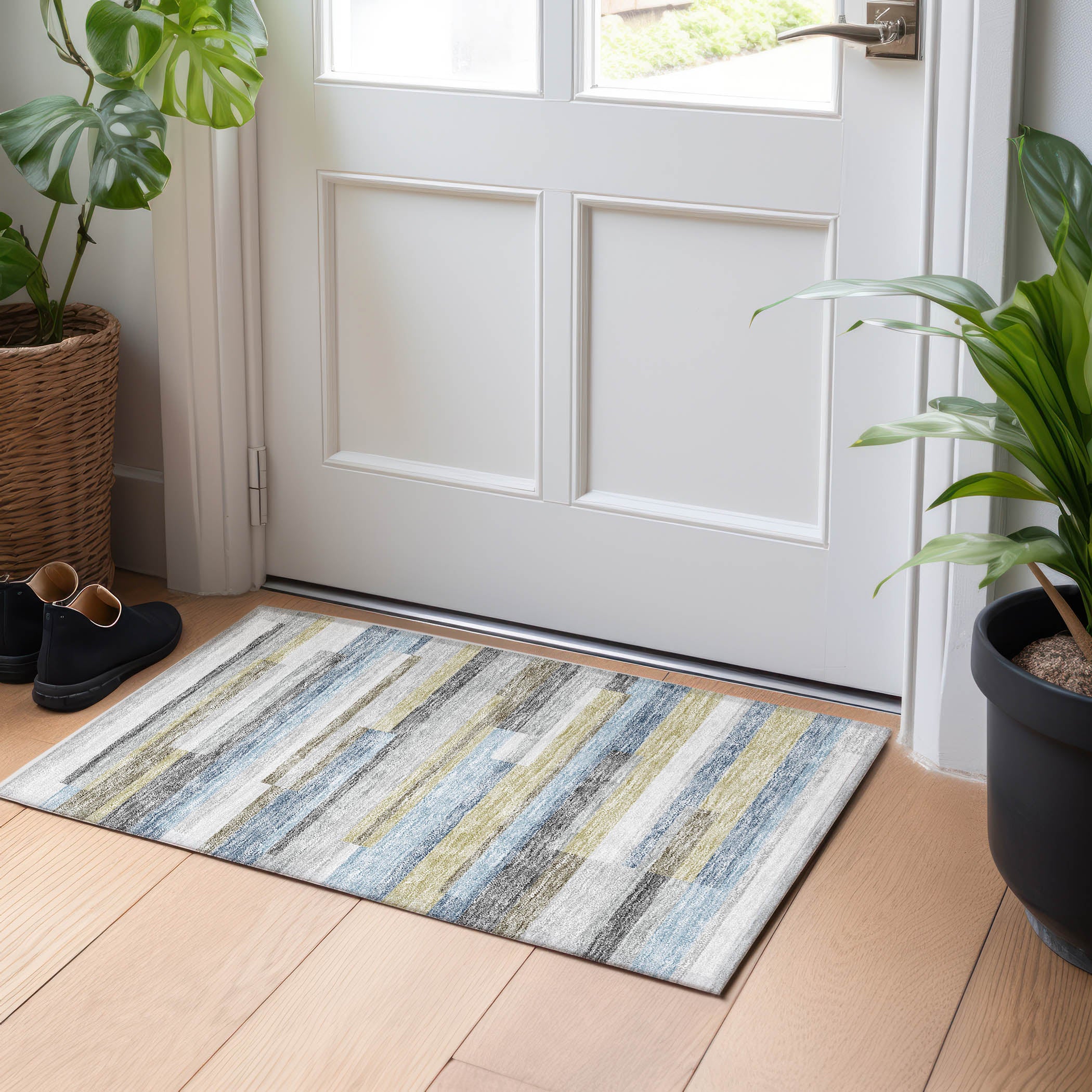 Bruges Machine Washable Transitional Gray Rug 1'8" x 2'6" #shape_Rectangle