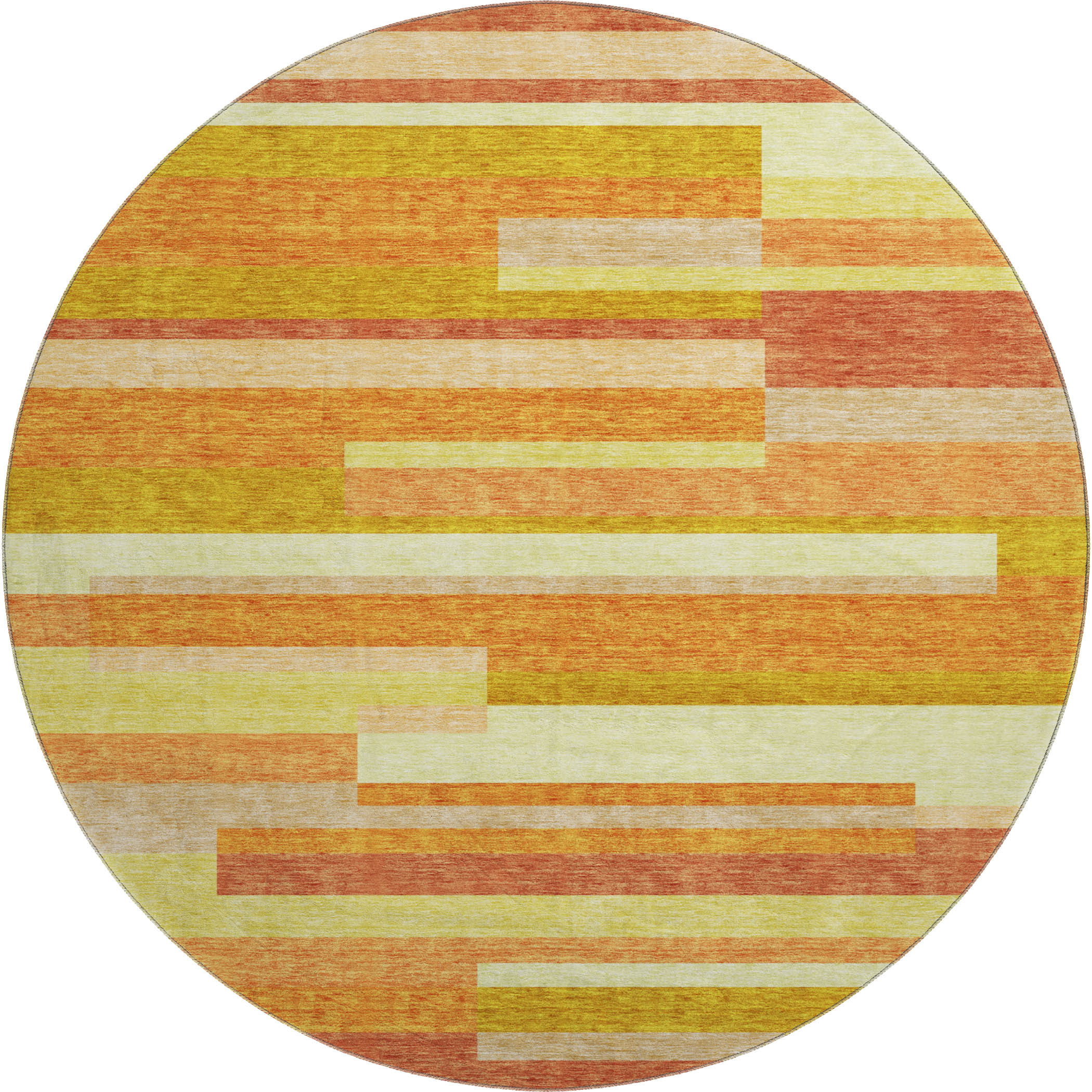 Bruges Machine Washable Transitional Orange Rug 8' x 8' #shape_Round