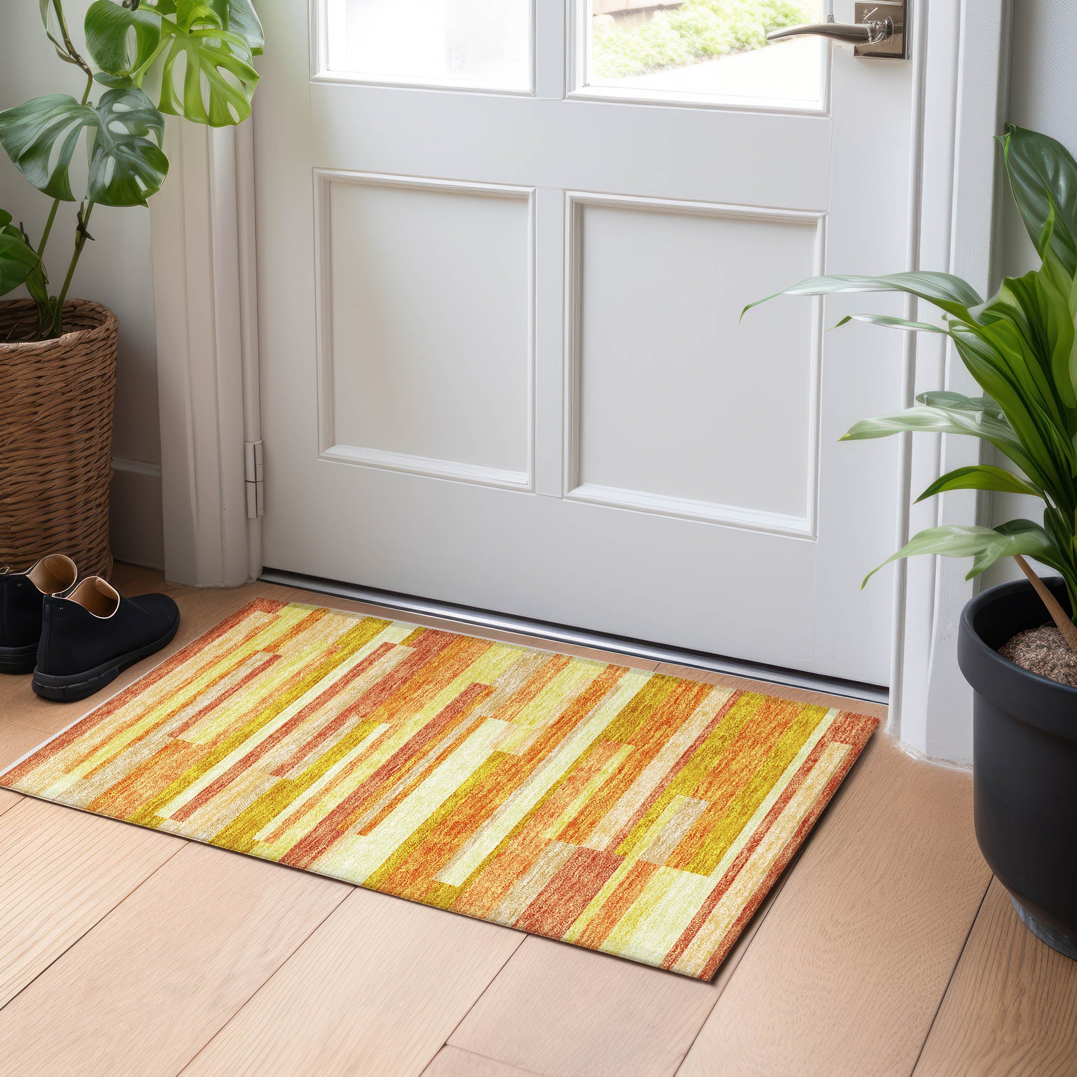 Bruges Machine Washable Transitional Orange Rug 1'8" x 2'6" #shape_Rectangle