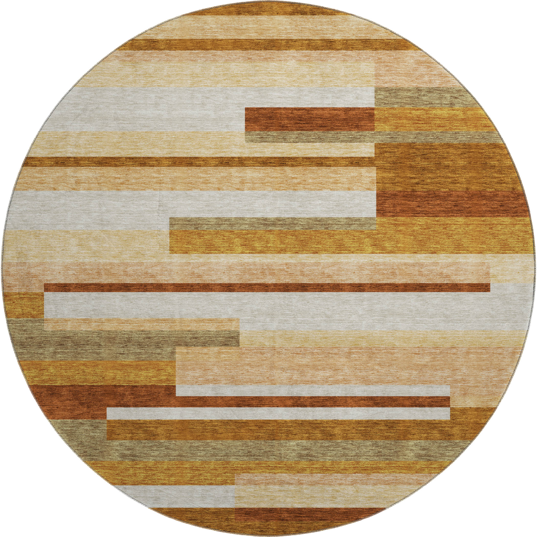 Bruges Machine Washable Transitional Paprika Orange Rug 8' x 8' #shape_Round