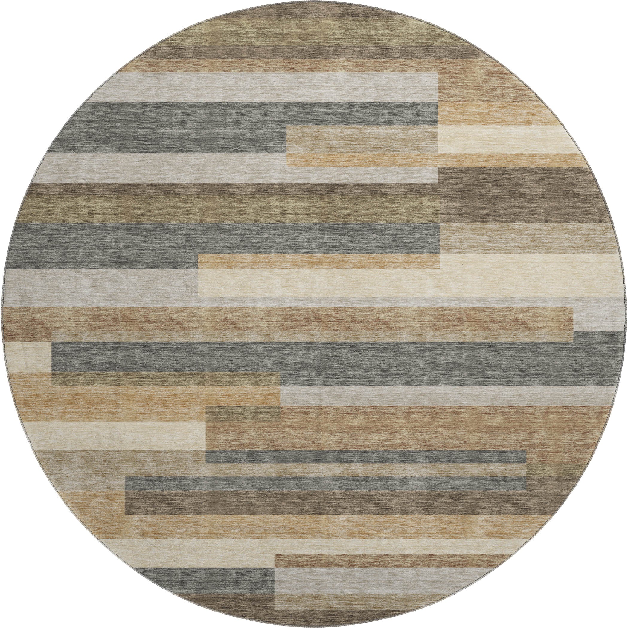 Bruges Machine Washable Transitional Taupe Brown Rug 8' x 8' #shape_Round
