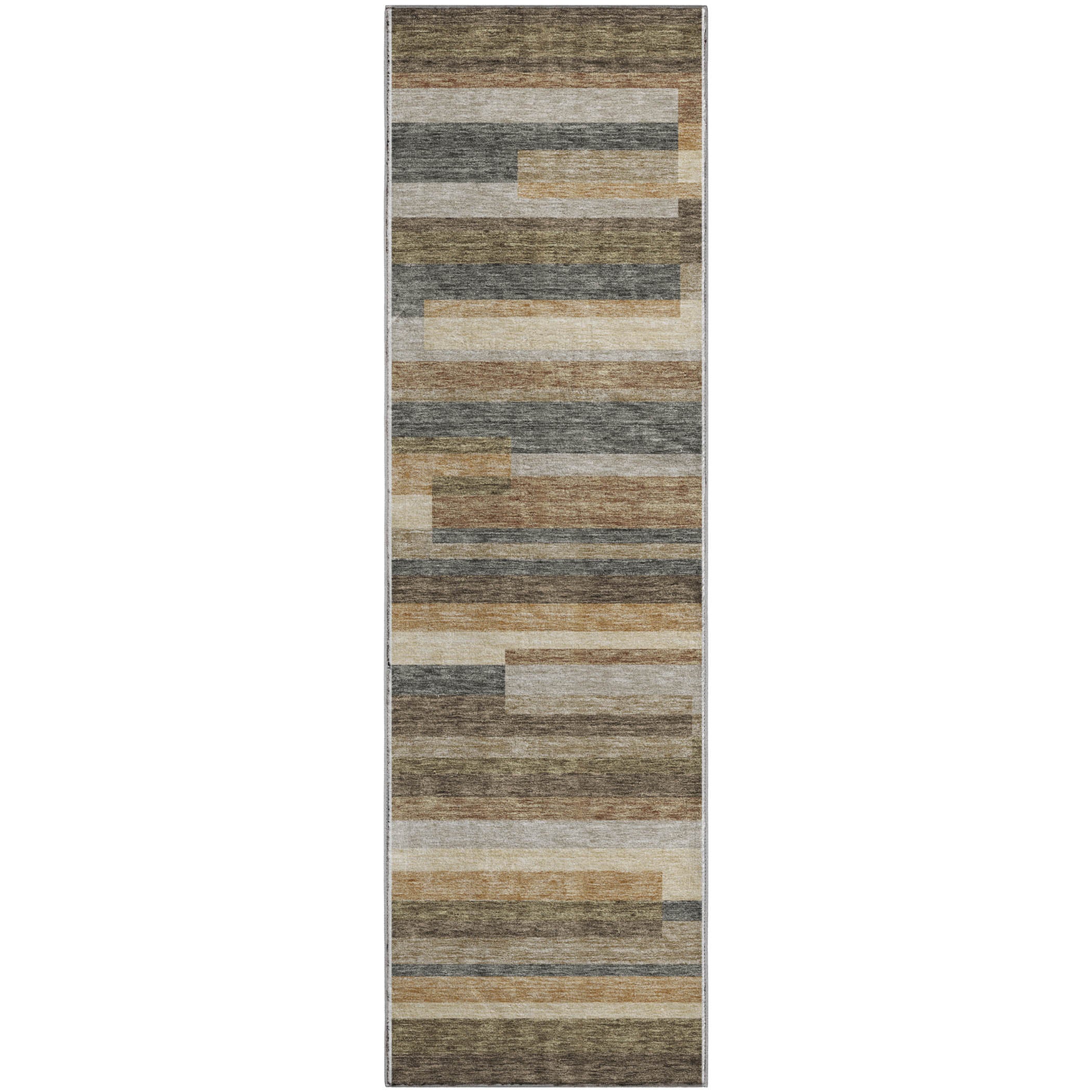 Bruges Machine Washable Transitional Taupe Brown Rug 2'3" x 7'6" #shape_Runner