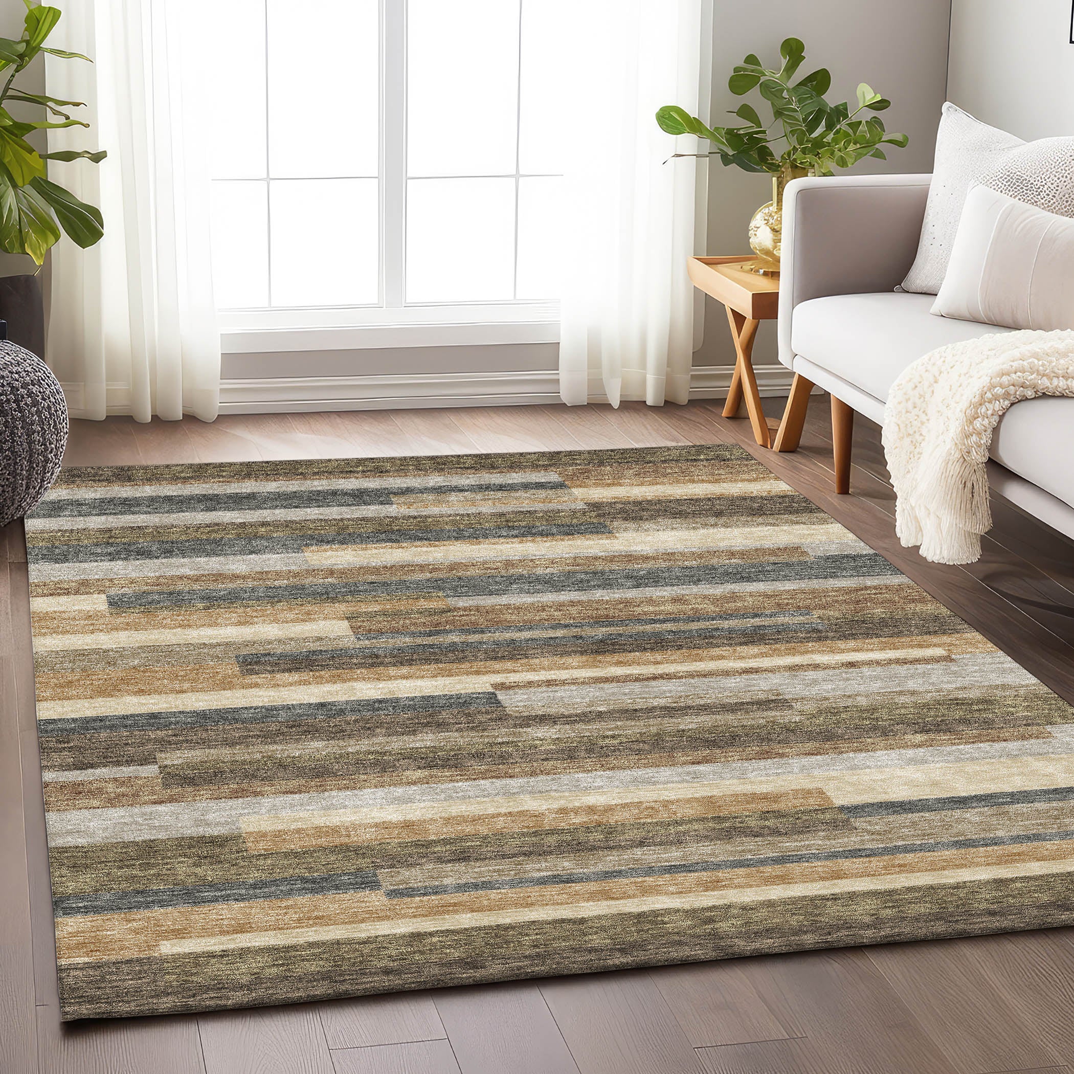 Bruges Machine Washable Transitional Taupe Brown Rug 2'6" x 3'10" #shape_Rectangle