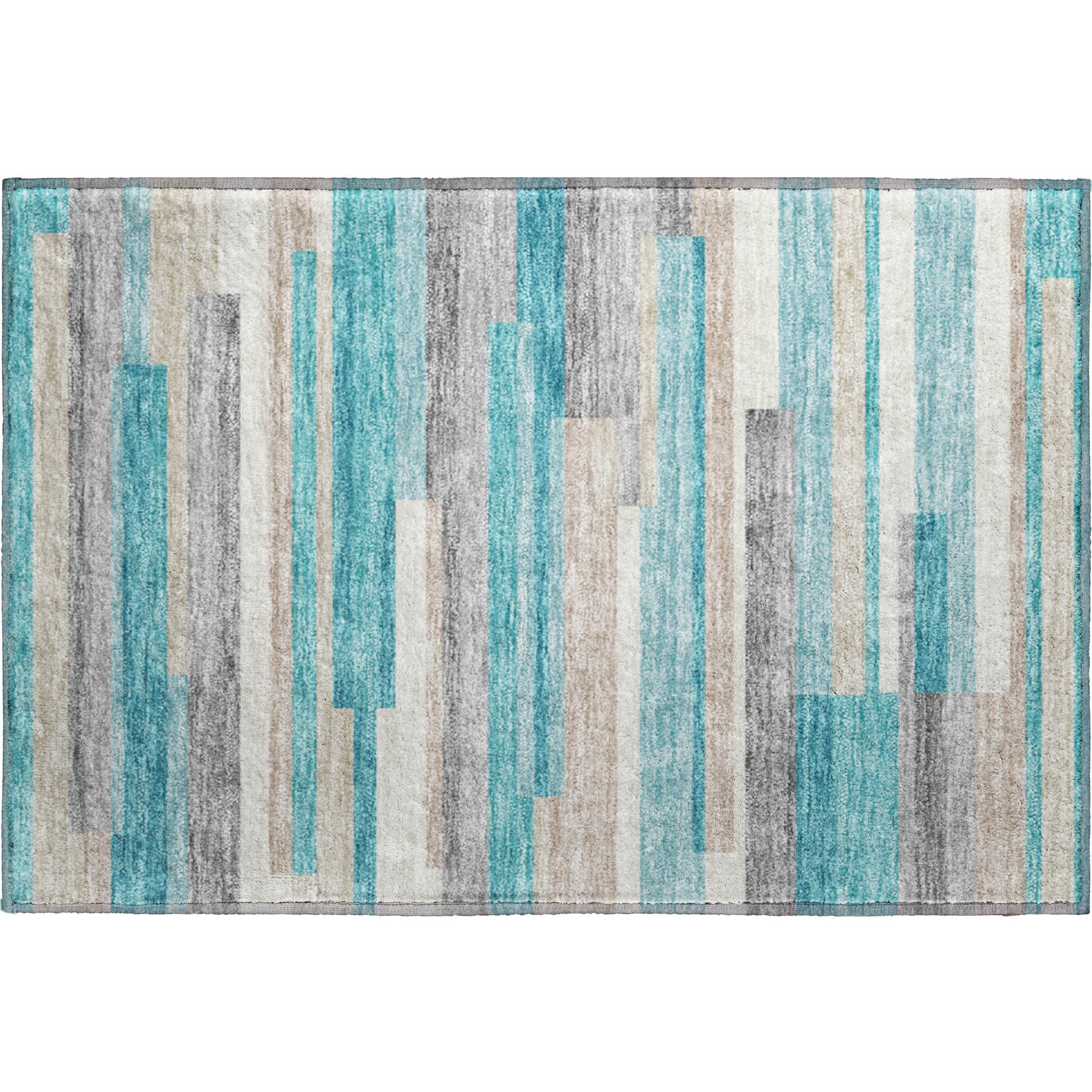 Bruges Machine Washable Transitional Teal Rug 1'8" x 2'6" #shape_Rectangle