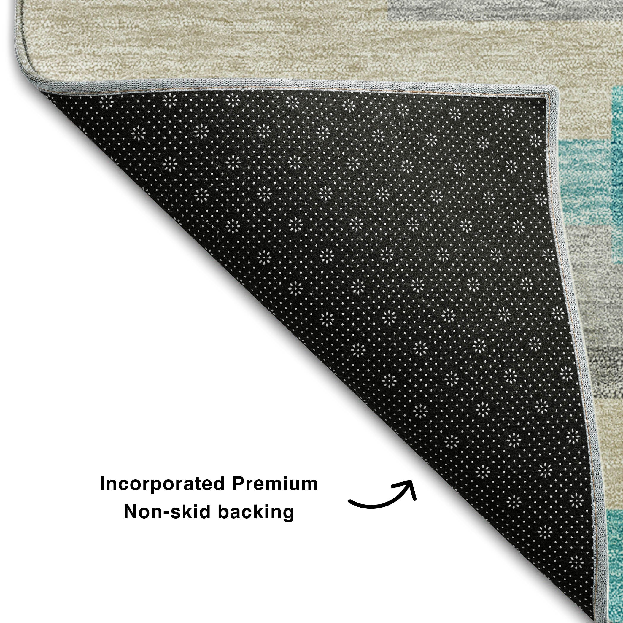 Bruges Machine Washable Transitional Teal Rug 1'8" x 2'6" #shape_Rectangle