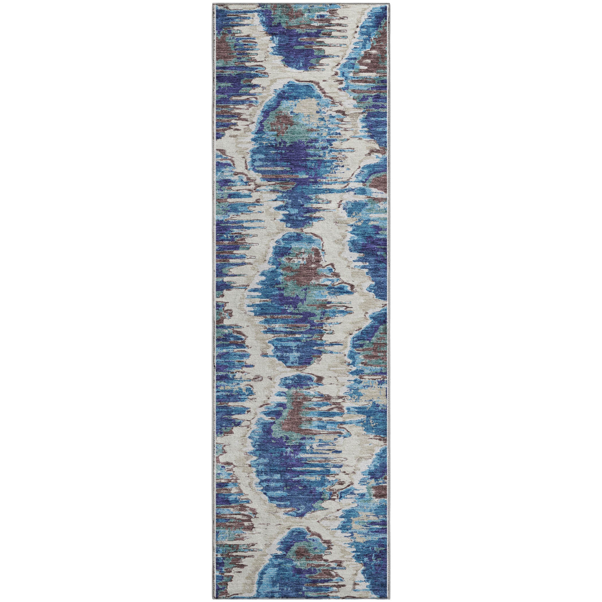 Oslo Machine Washable Transitional Blue Rug 2'3" x 7'6" #shape_Runner