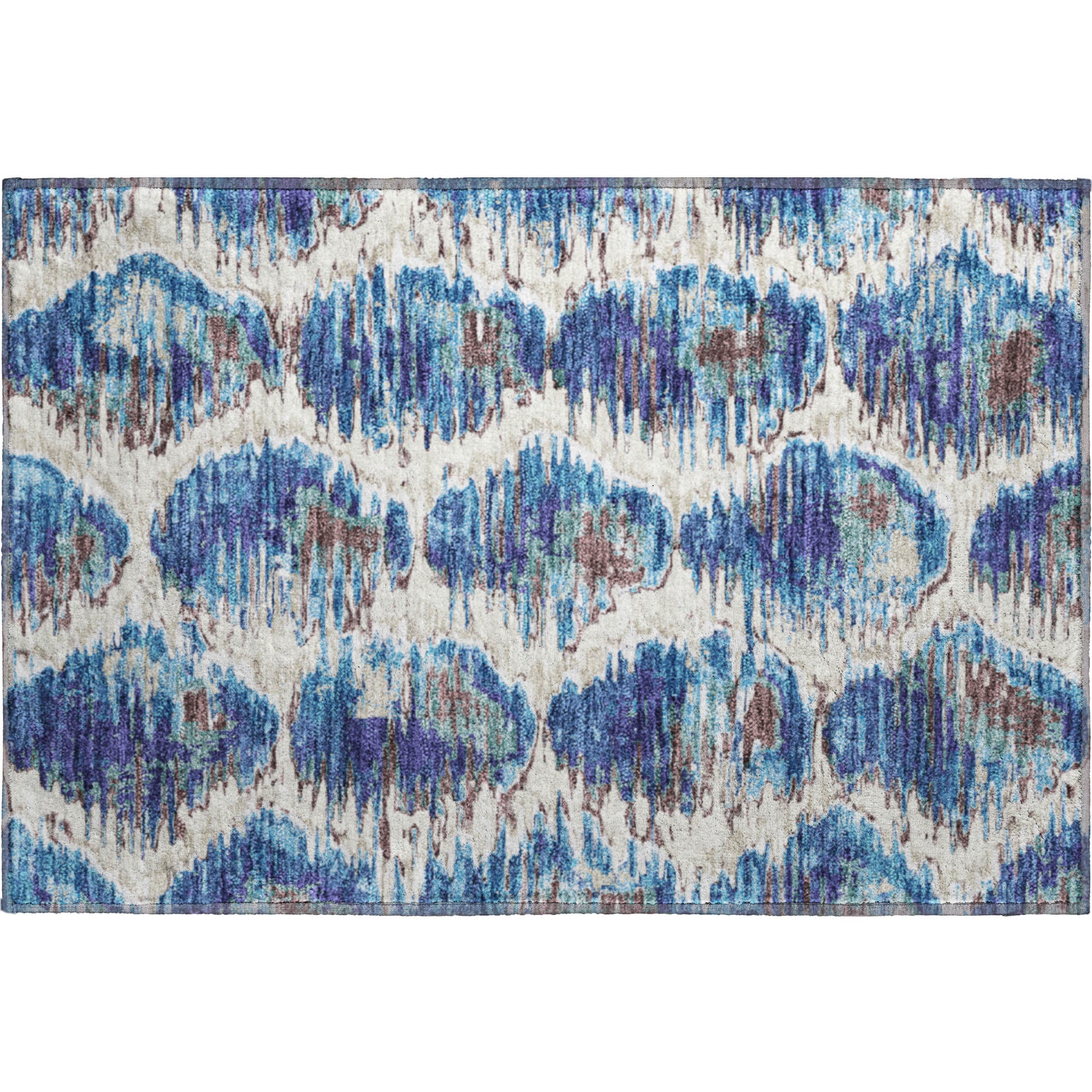 Oslo Machine Washable Transitional Blue Rug 1'8" x 2'6" #shape_Rectangle