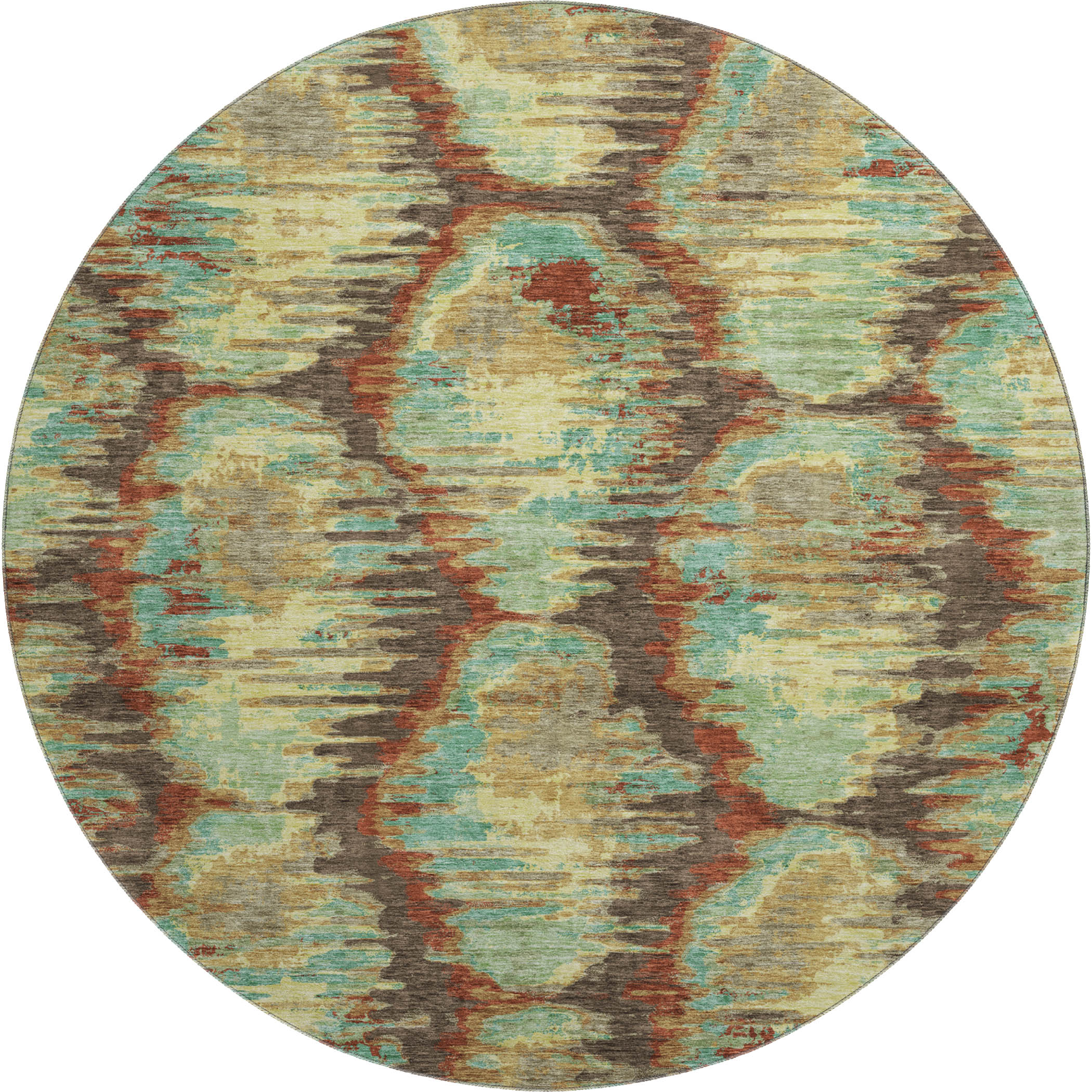 Oslo Machine Washable Transitional Fudge Brown Rug 8' x 8' #shape_Round
